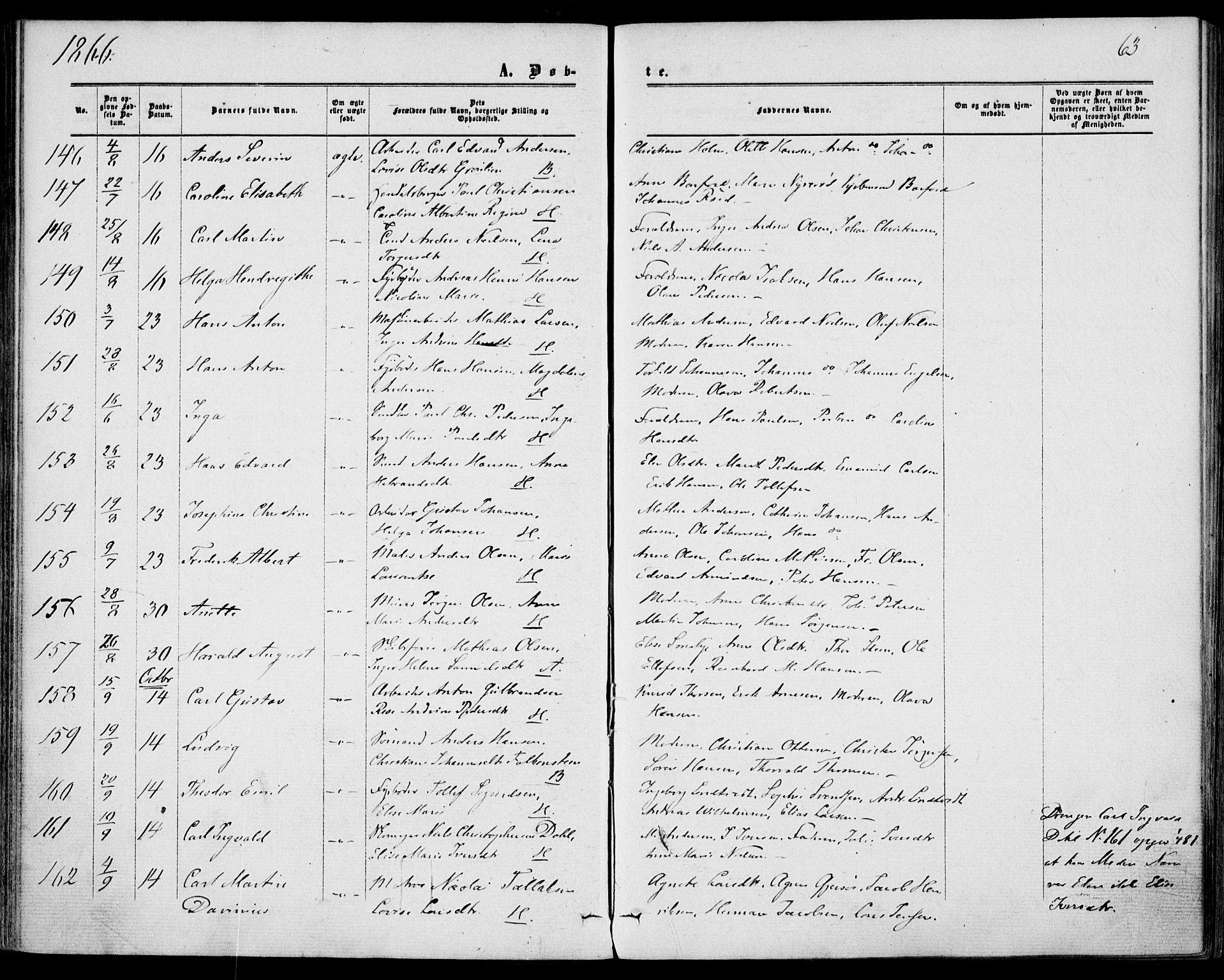 Borre kirkebøker, SAKO/A-338/F/Fa/L0007: Parish register (official) no. I 7, 1862-1867, p. 63