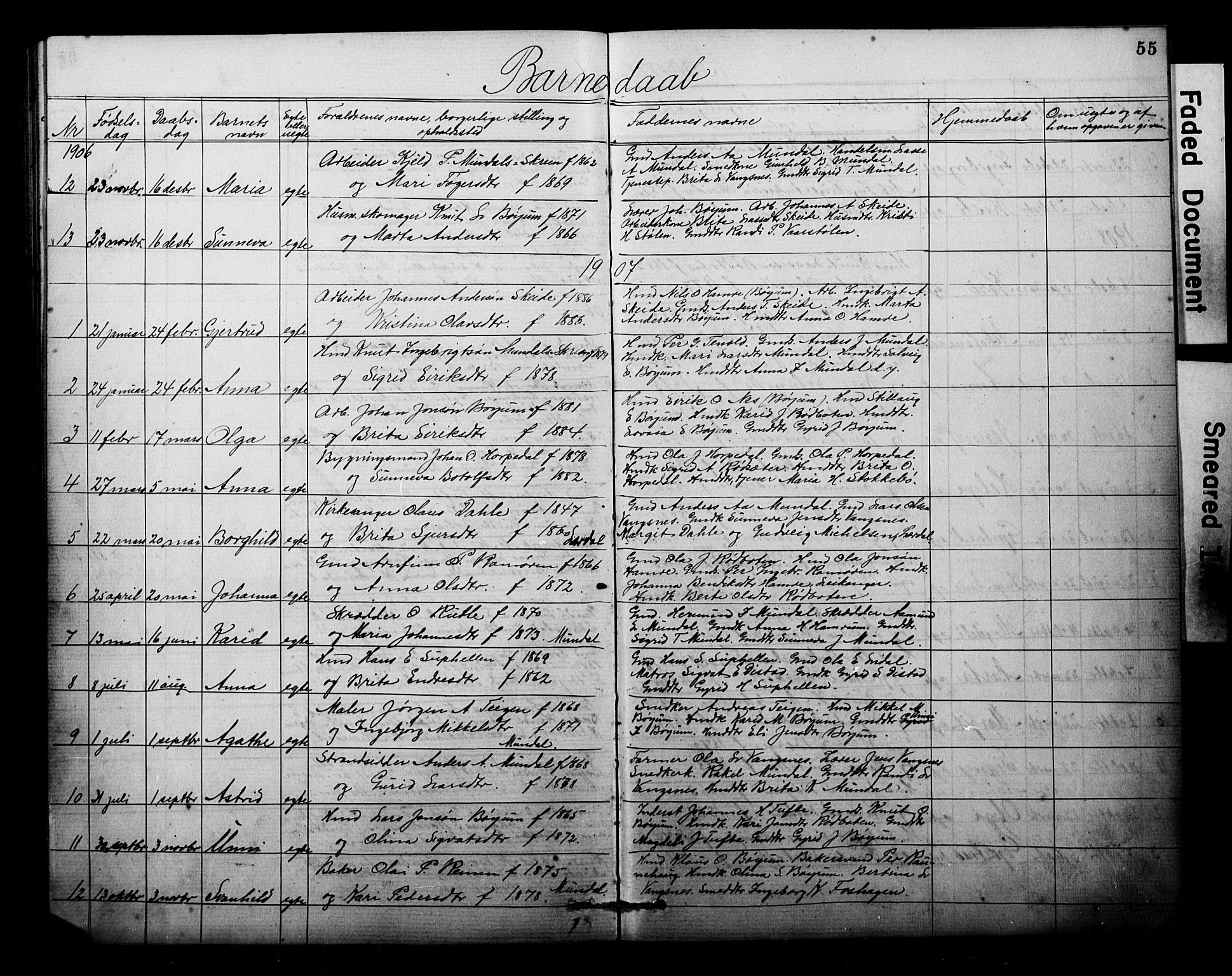Balestrand sokneprestembete, SAB/A-79601: Parish register (copy) no. B 1A, 1880-1916, p. 55