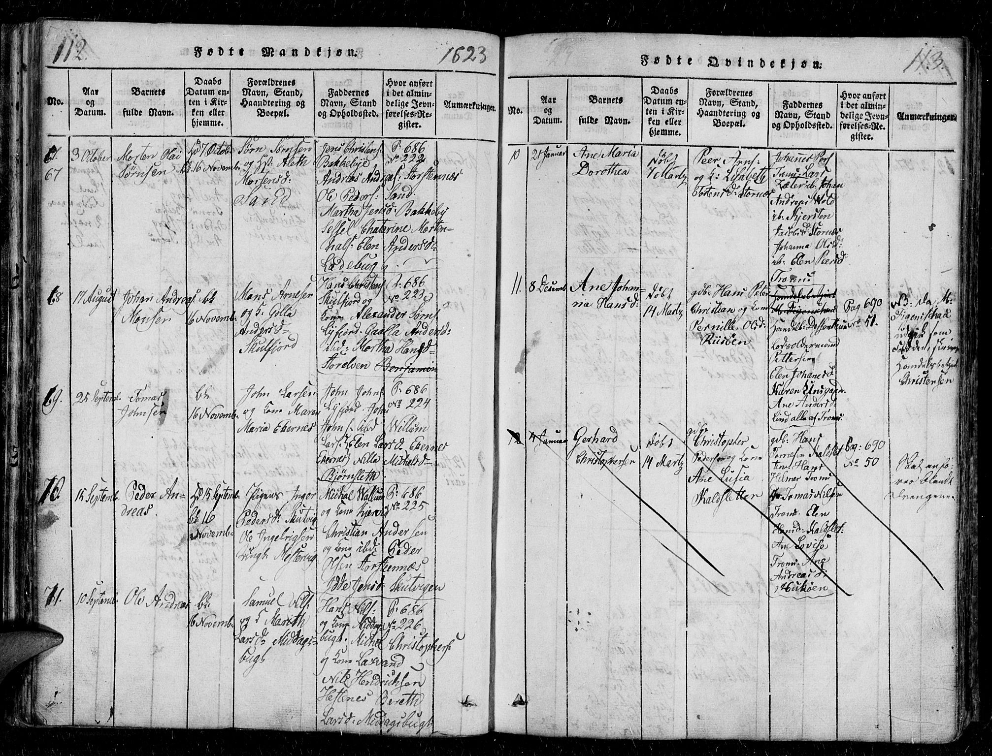 Tromsø sokneprestkontor/stiftsprosti/domprosti, AV/SATØ-S-1343/G/Gb/L0001klokker: Parish register (copy) no. 1, 1821-1833, p. 112-113