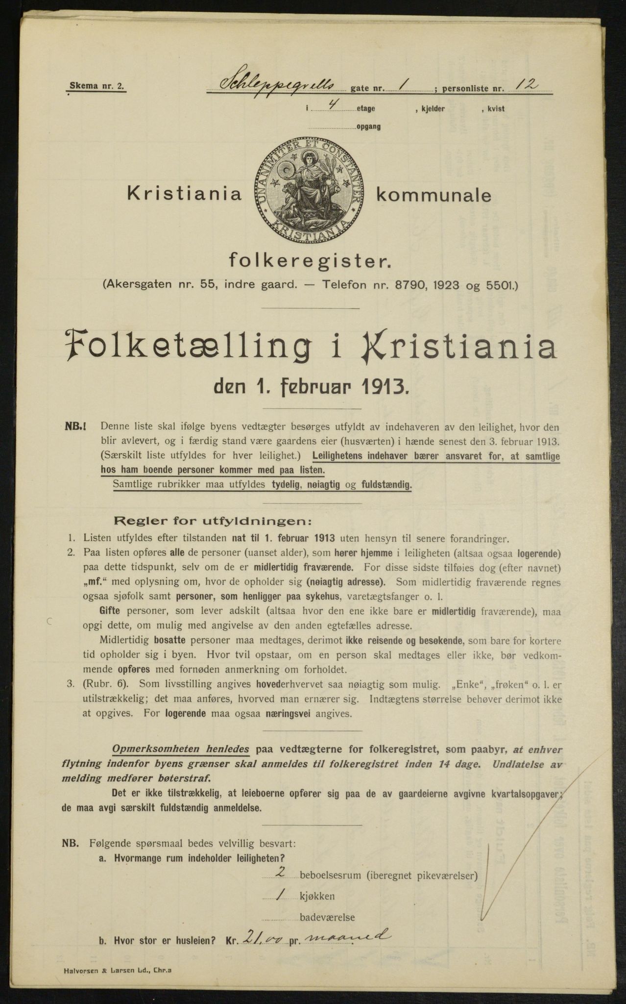 OBA, Municipal Census 1913 for Kristiania, 1913, p. 89582