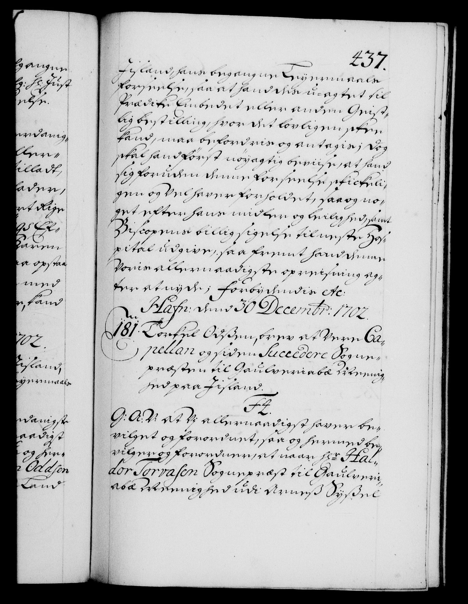 Danske Kanselli 1572-1799, AV/RA-EA-3023/F/Fc/Fca/Fcaa/L0018: Norske registre, 1699-1703, p. 437a