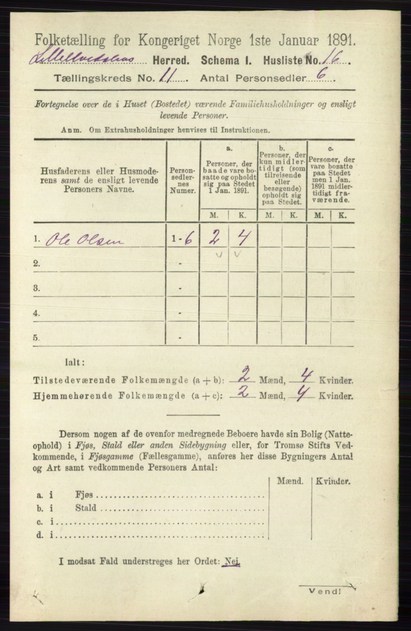 RA, 1891 census for 0438 Lille Elvedalen, 1891, p. 3789