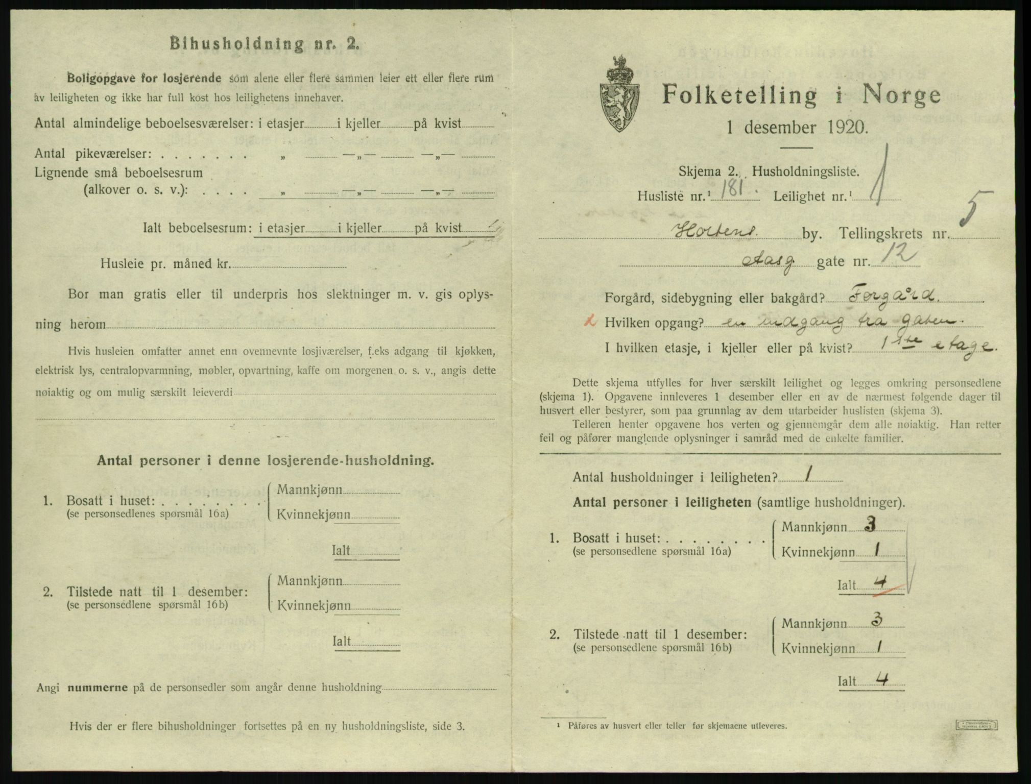 SAKO, 1920 census for Horten, 1920, p. 6277