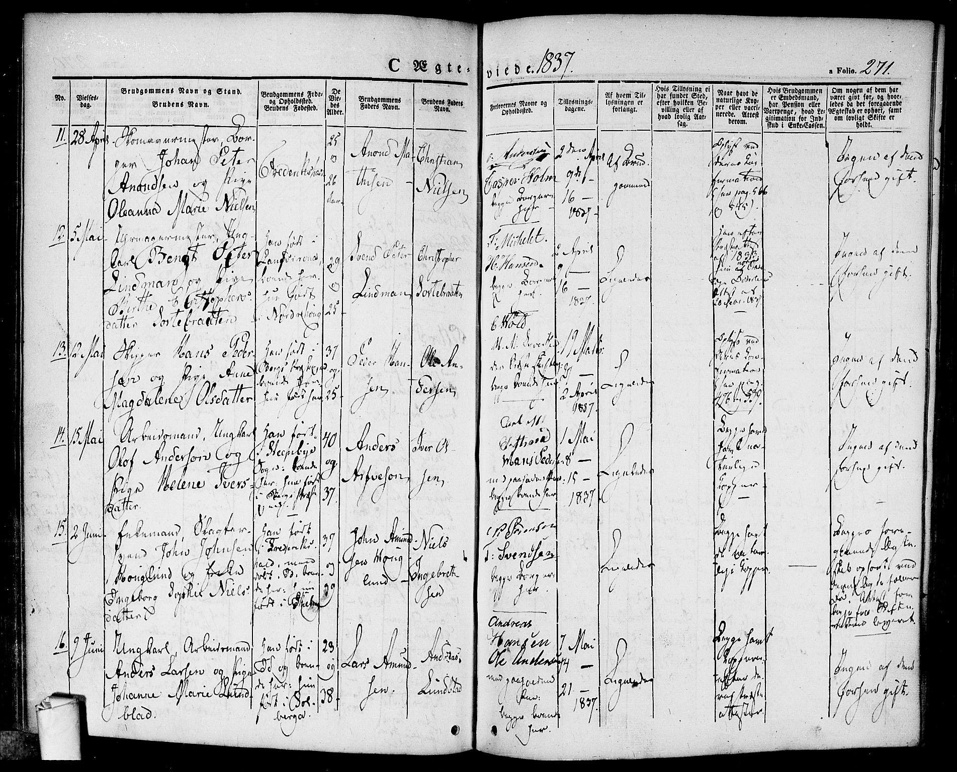 Halden prestekontor Kirkebøker, SAO/A-10909/F/Fa/L0005: Parish register (official) no. I 5, 1834-1845, p. 271
