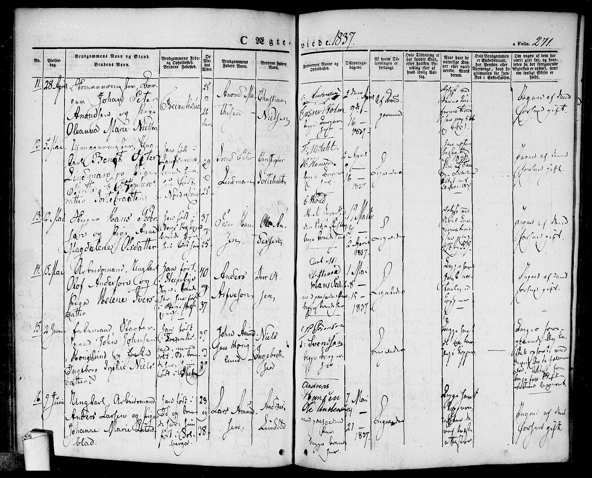 Halden prestekontor Kirkebøker, AV/SAO-A-10909/F/Fa/L0005: Parish register (official) no. I 5, 1834-1845, p. 271