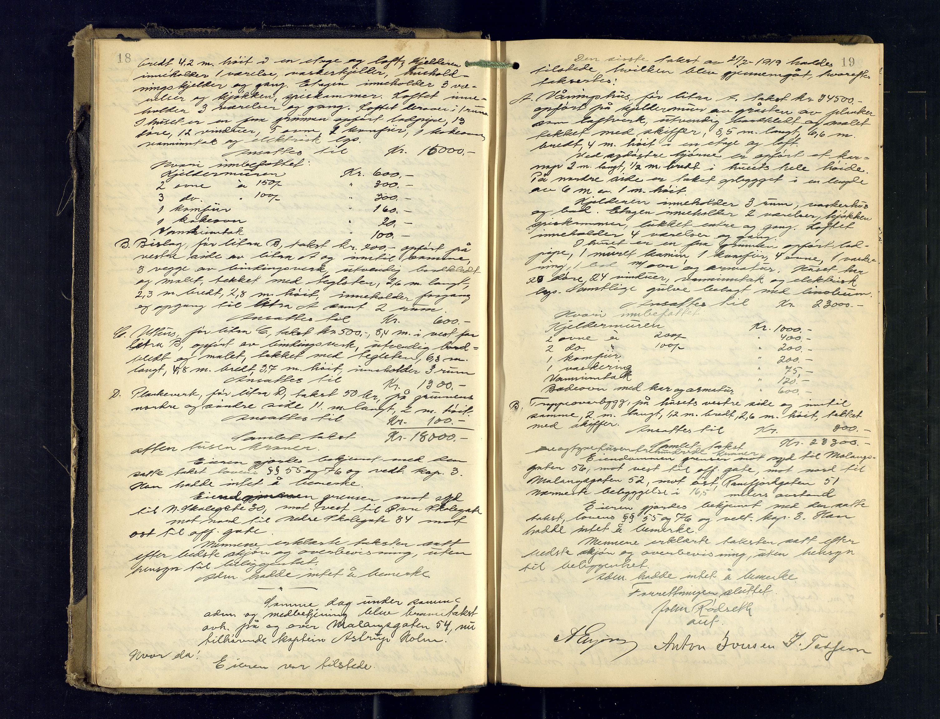 Tromsø byfogd/byrett, AV/SATØ-SATØ-0063/1/Oc/Ocb/Ocba/L0008: Branntakstprotokoll, 1924-1930, p. 18-19