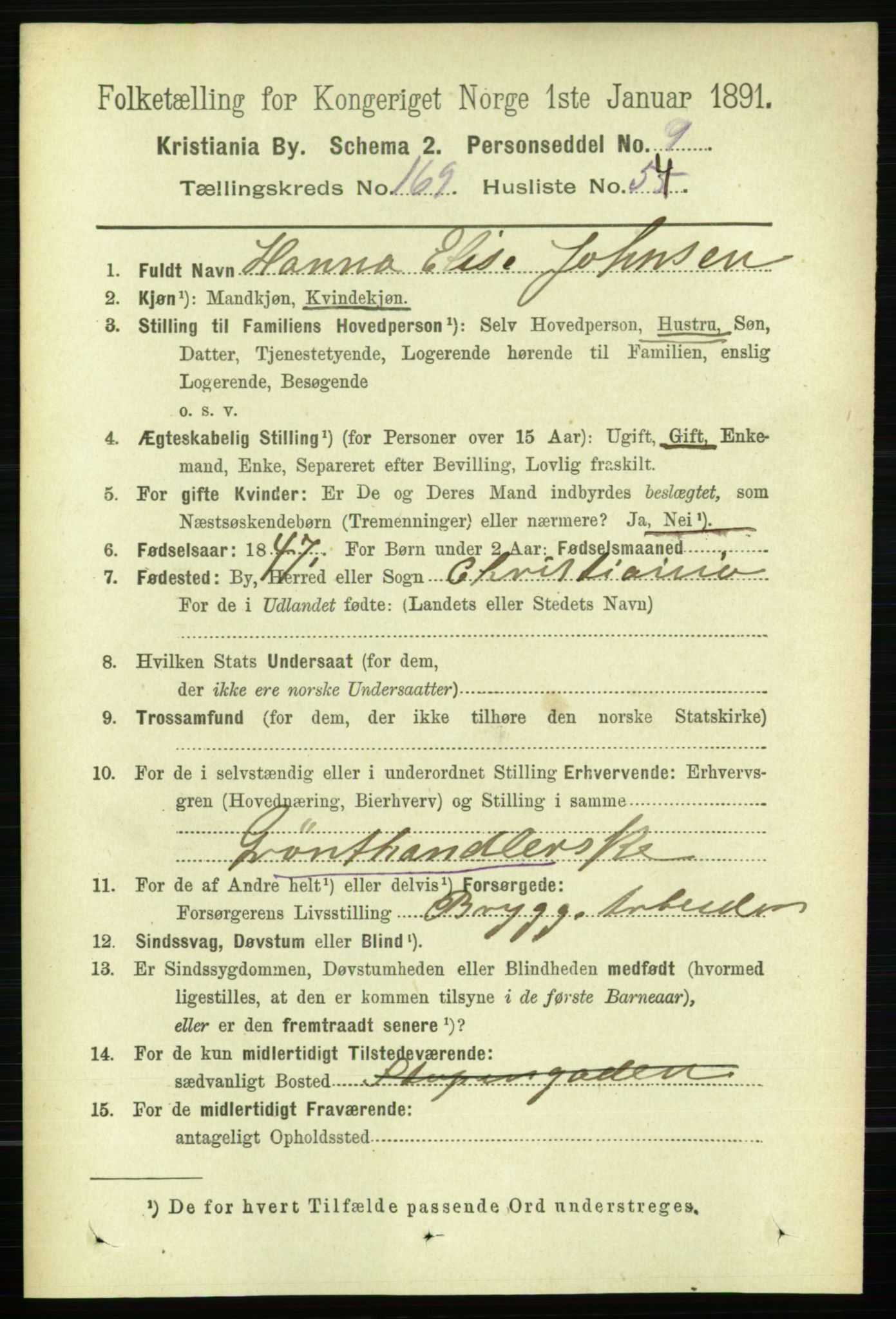 RA, 1891 census for 0301 Kristiania, 1891, p. 99494