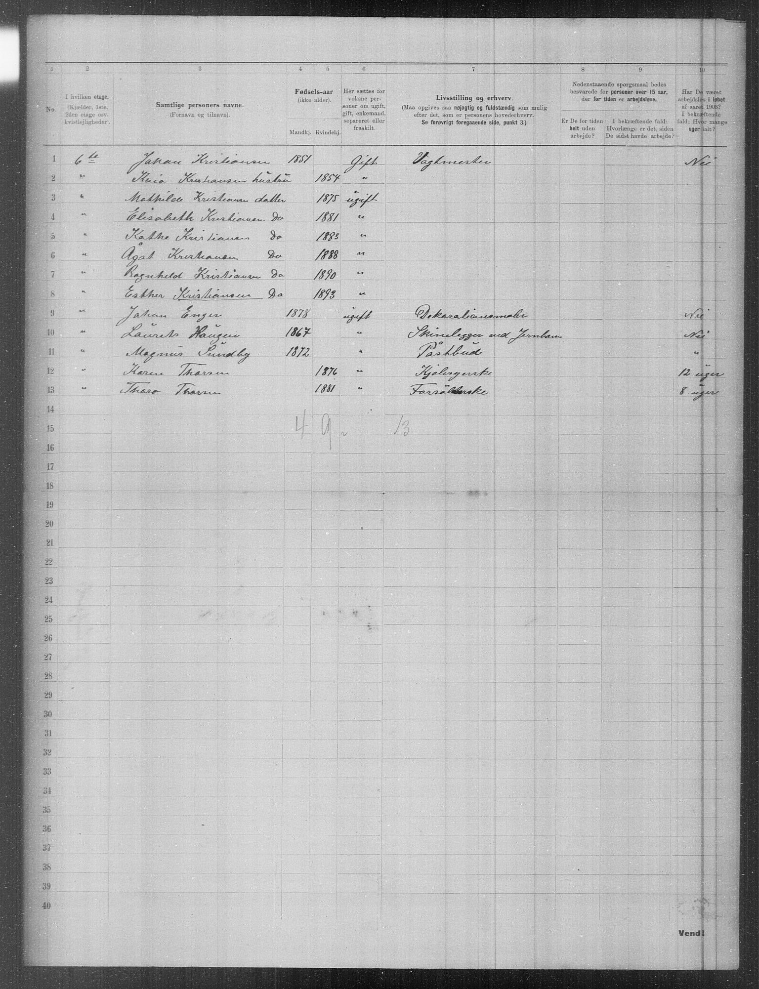 OBA, Municipal Census 1903 for Kristiania, 1903, p. 6119