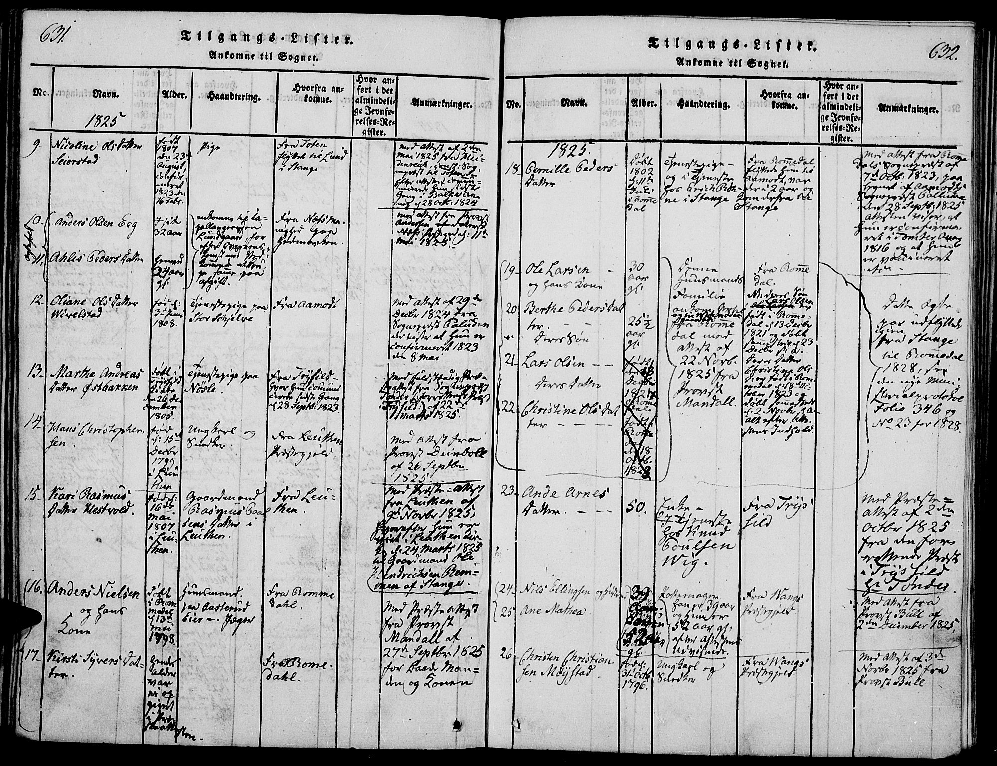 Stange prestekontor, AV/SAH-PREST-002/K/L0008: Parish register (official) no. 8, 1814-1825, p. 631-632