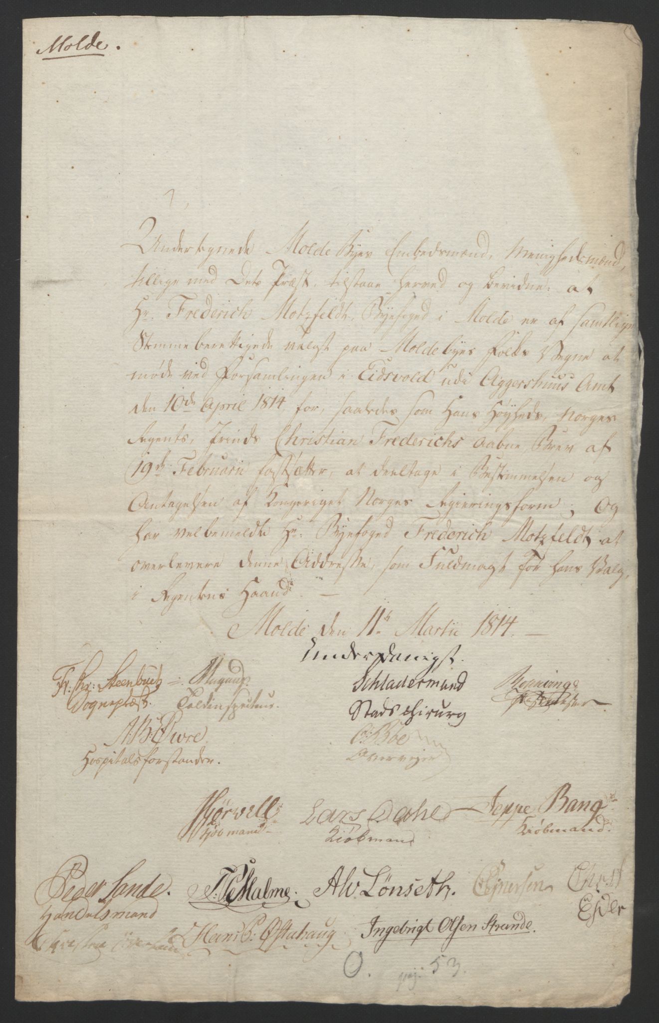 Statsrådssekretariatet, AV/RA-S-1001/D/Db/L0007: Fullmakter for Eidsvollsrepresentantene i 1814. , 1814, p. 61