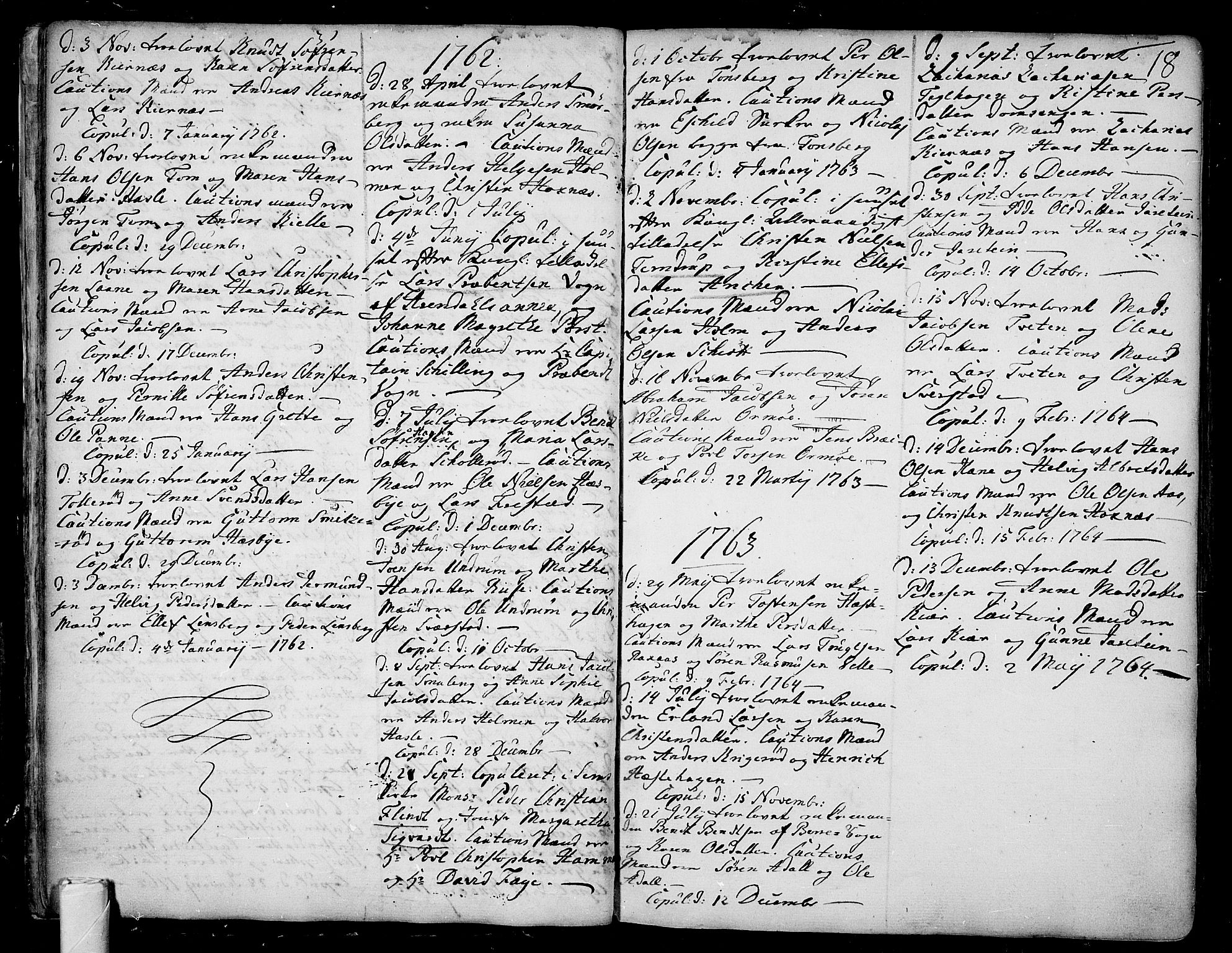 Sem kirkebøker, AV/SAKO-A-5/F/Fa/L0001: Parish register (official) no. I 1, 1702-1763, p. 18