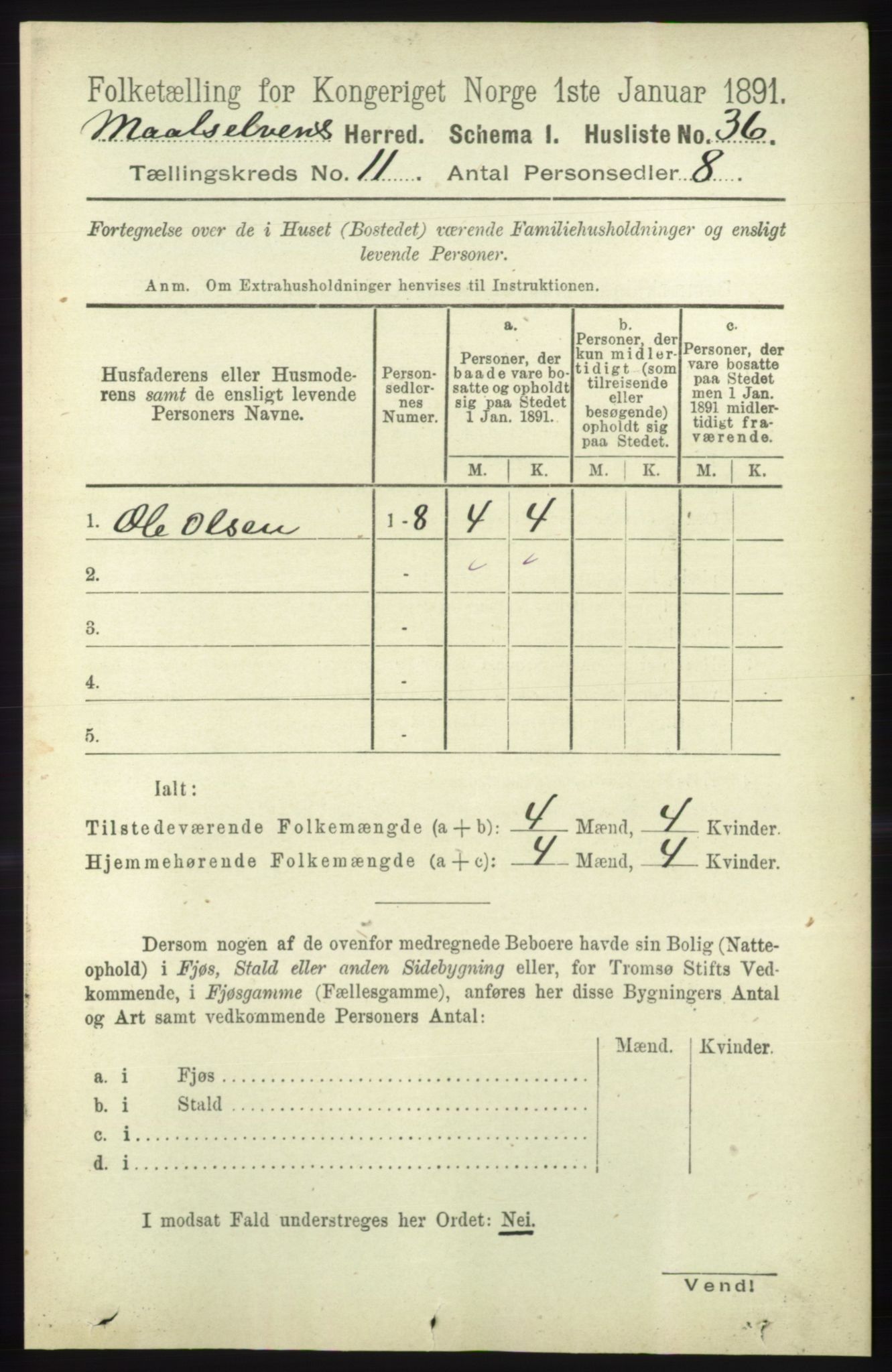 RA, 1891 census for 1924 Målselv, 1891, p. 3227
