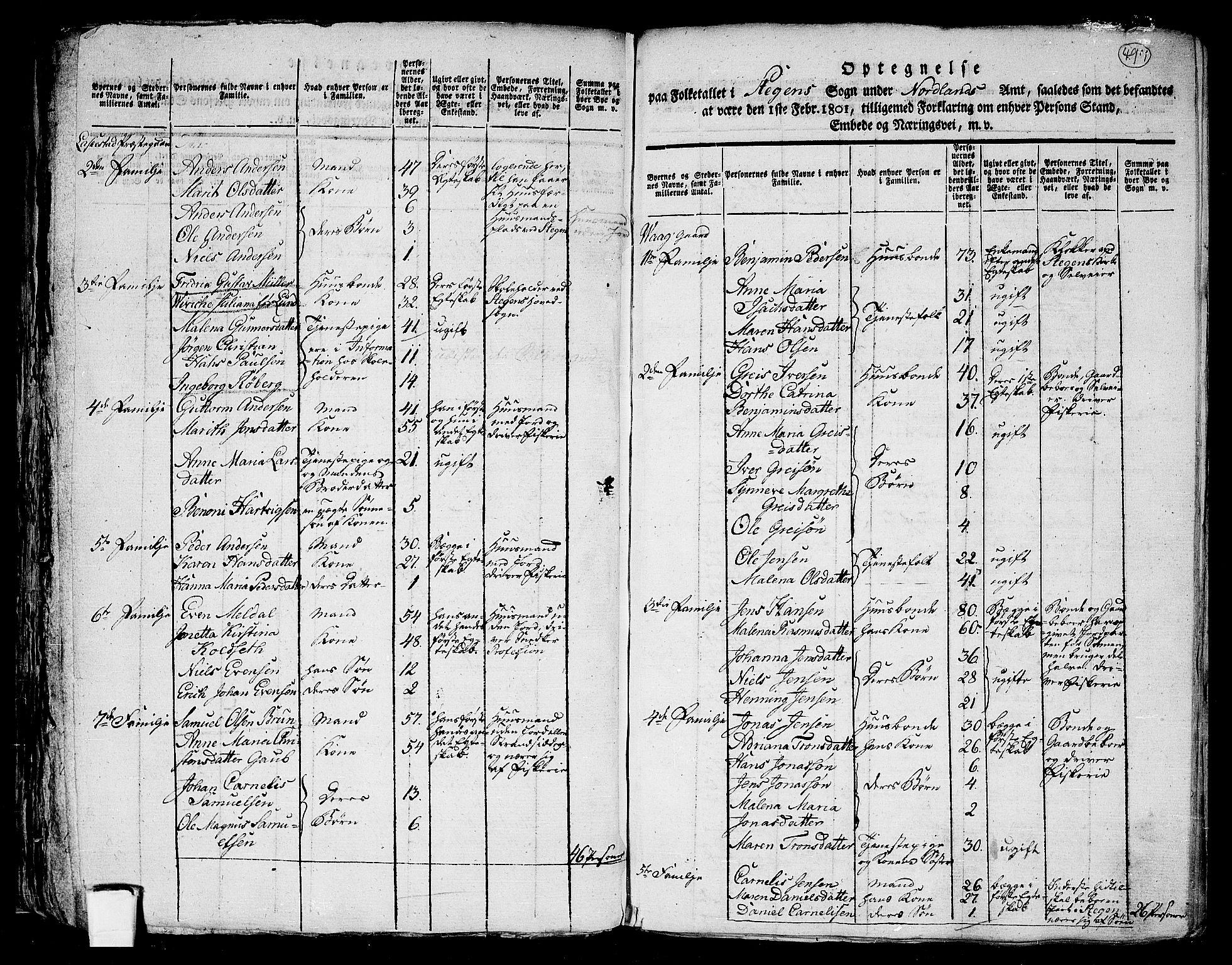 RA, 1801 census for 1848P Steigen, 1801, p. 496b-497a