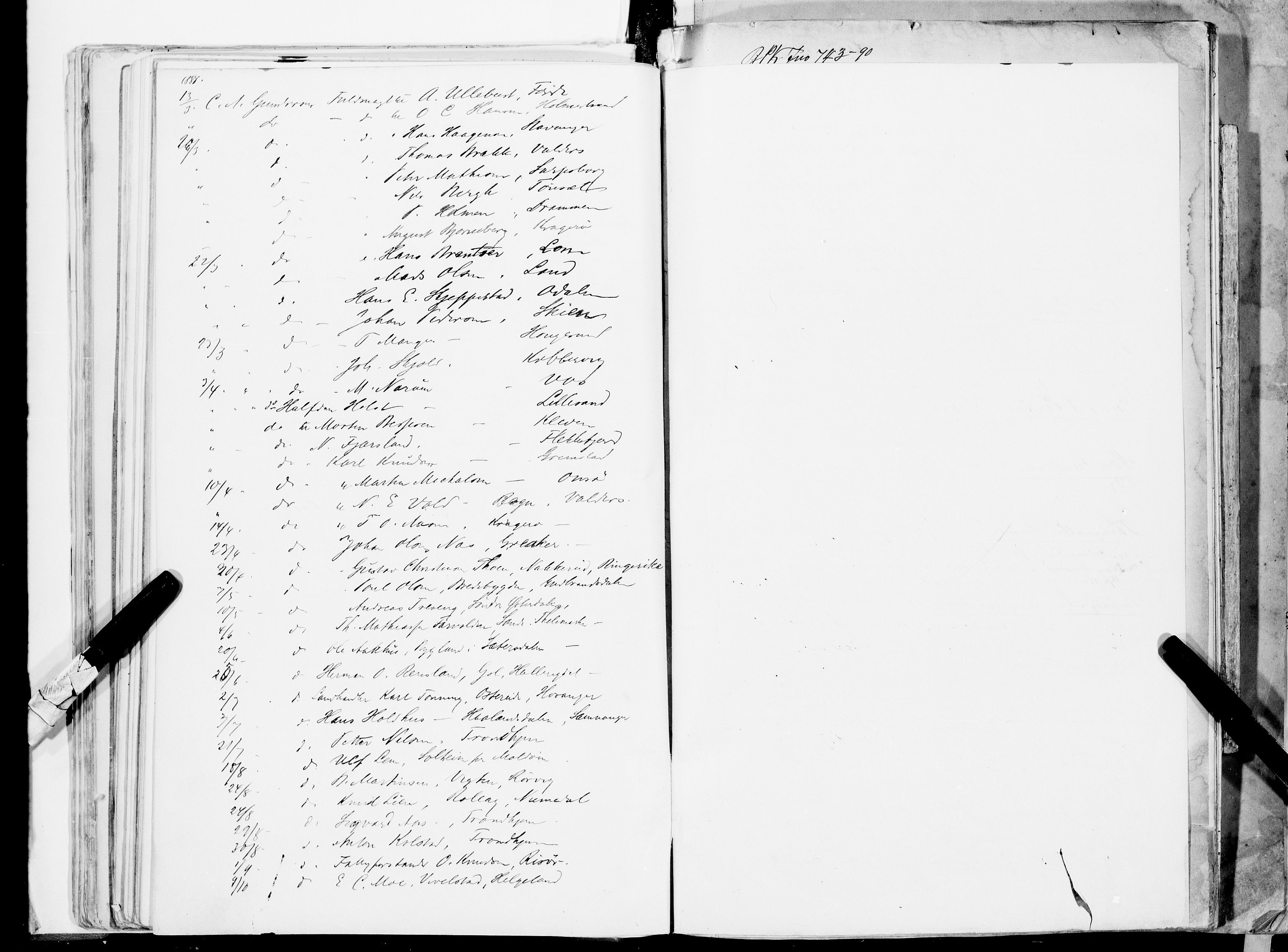 Bergen politikammer / politidistrikt, AV/SAB-A-60401/J.a/J.ab/L0002: Emigranter til Amerika, 1886-1892