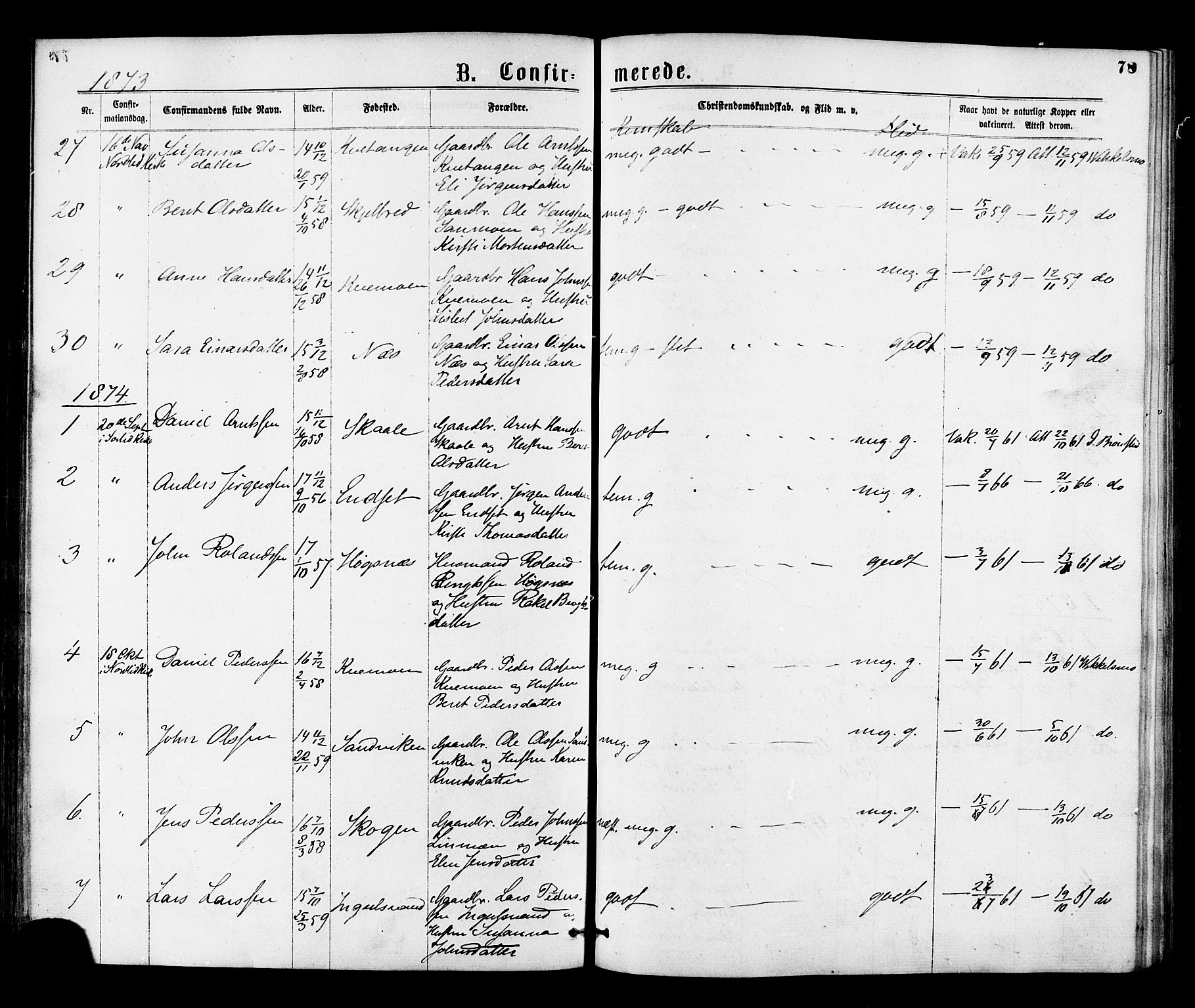 Ministerialprotokoller, klokkerbøker og fødselsregistre - Nord-Trøndelag, SAT/A-1458/755/L0493: Parish register (official) no. 755A02, 1865-1881, p. 78
