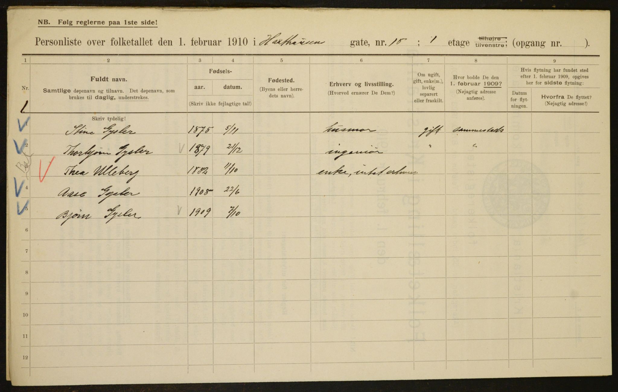 OBA, Municipal Census 1910 for Kristiania, 1910, p. 34548