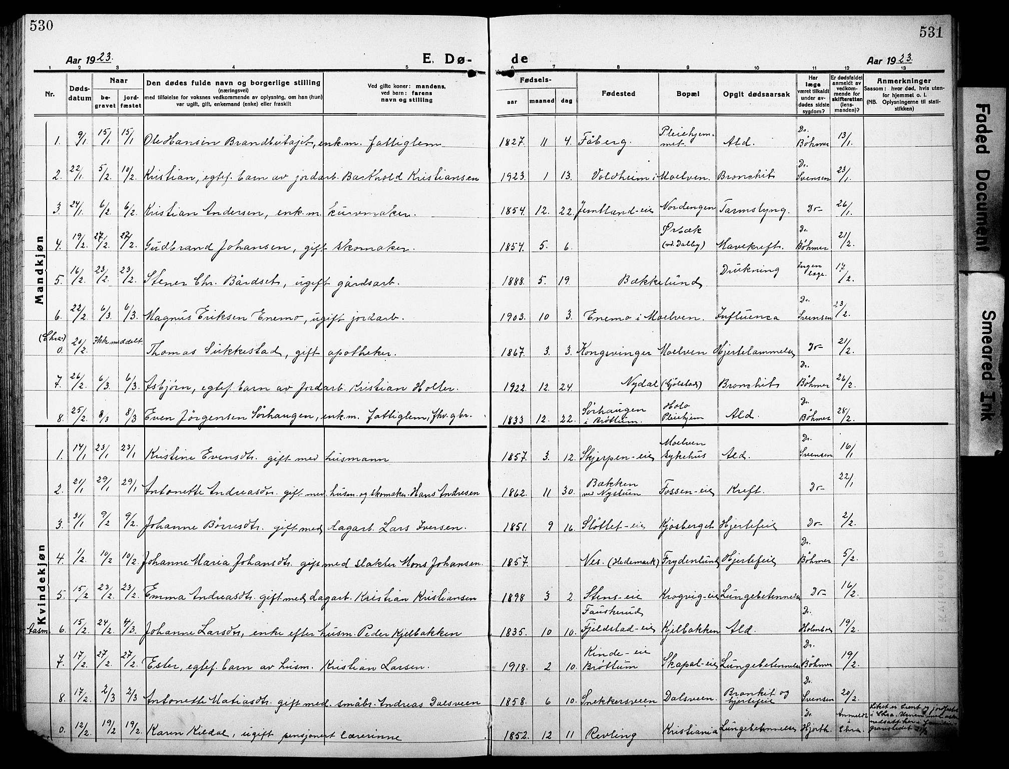 Ringsaker prestekontor, AV/SAH-PREST-014/L/La/L0019: Parish register (copy) no. 19, 1923-1933, p. 530-531