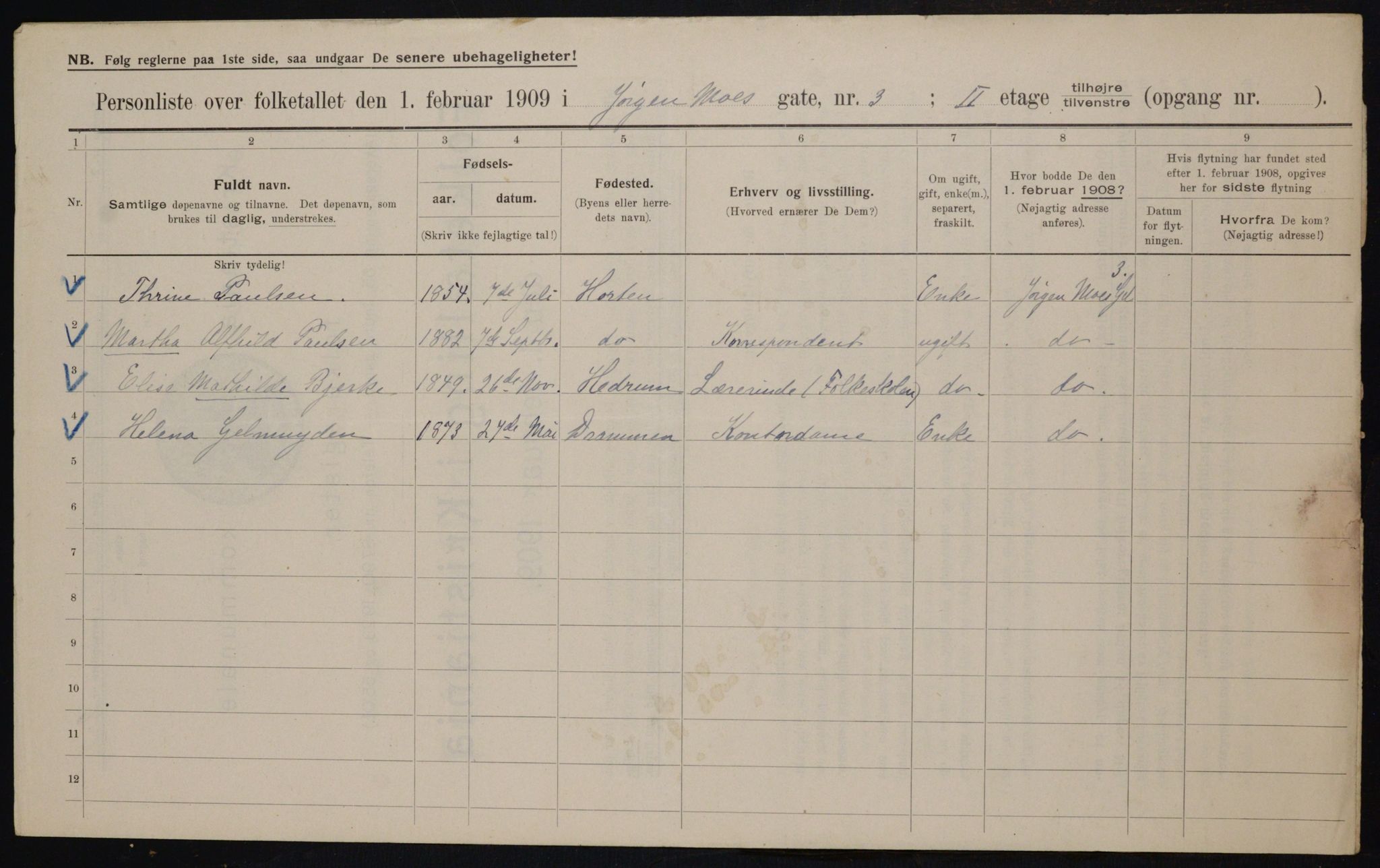 OBA, Municipal Census 1909 for Kristiania, 1909, p. 43583