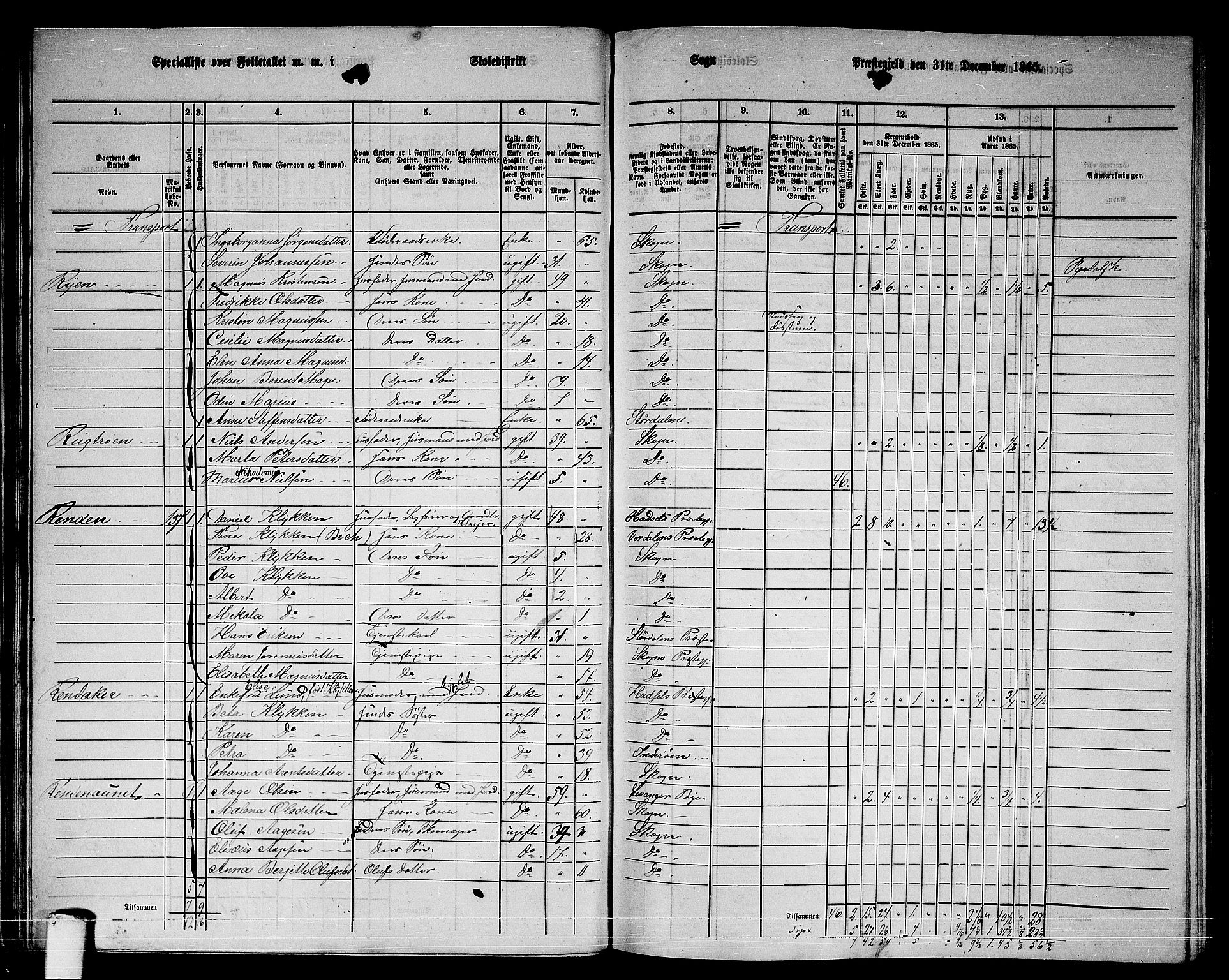 RA, 1865 census for Skogn, 1865, p. 51