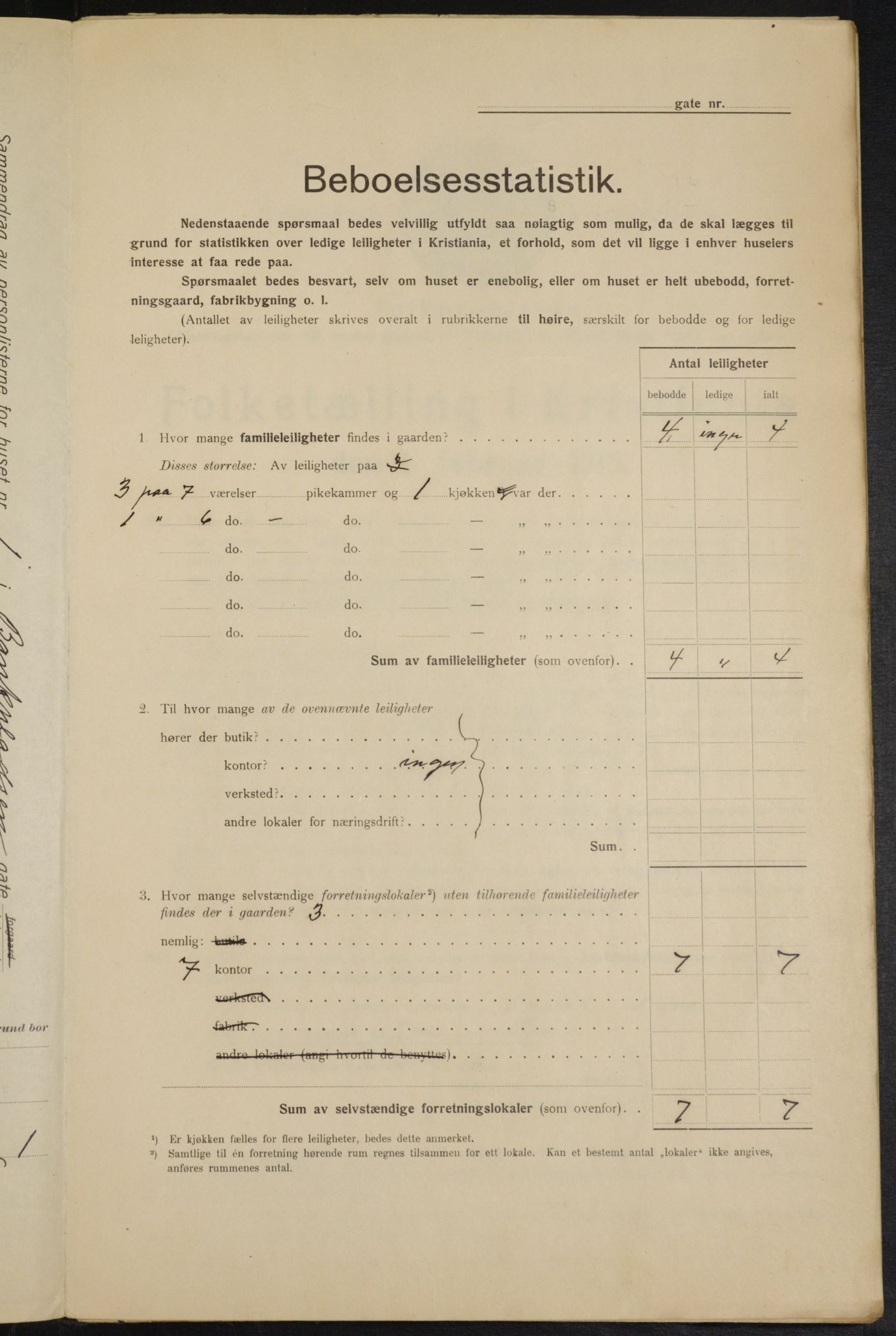 OBA, Municipal Census 1915 for Kristiania, 1915, p. 3396