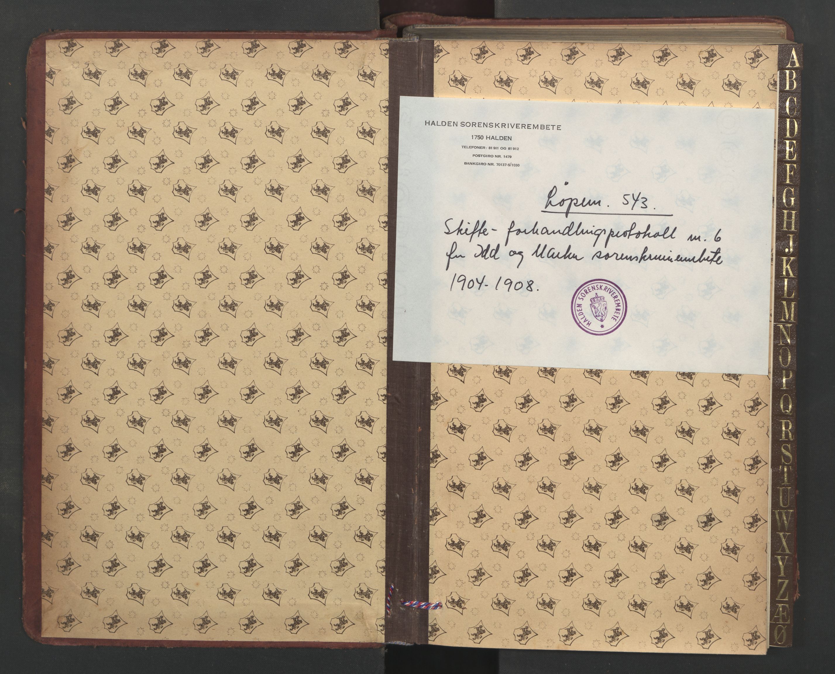 Idd og Marker sorenskriveri, SAO/A-10283/H/Hd/L0007: Skifteforhandlingsprotokoll, 1904-1908