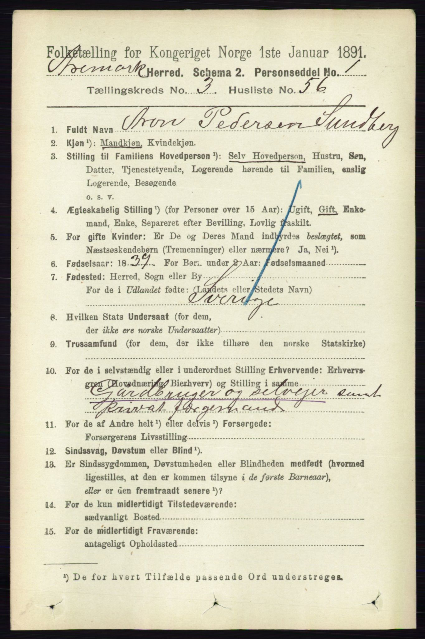 RA, 1891 census for 0118 Aremark, 1891, p. 1770