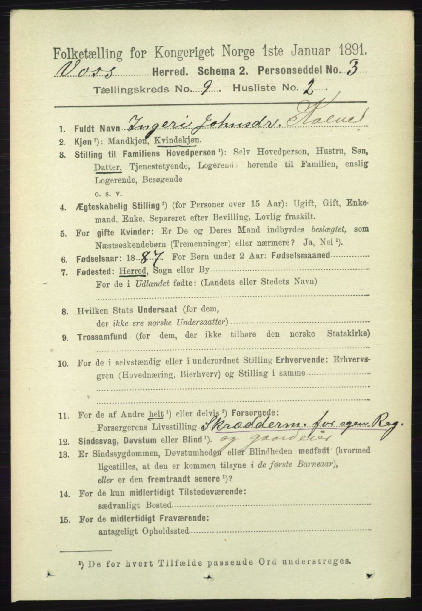 RA, 1891 census for 1235 Voss, 1891, p. 4723