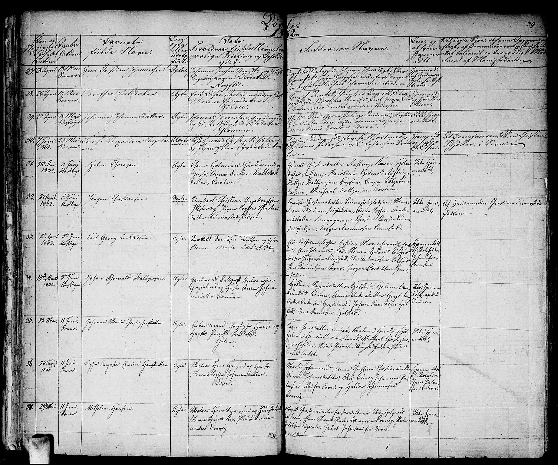 Vestby prestekontor Kirkebøker, AV/SAO-A-10893/F/Fa/L0006: Parish register (official) no. I 6, 1827-1849, p. 39