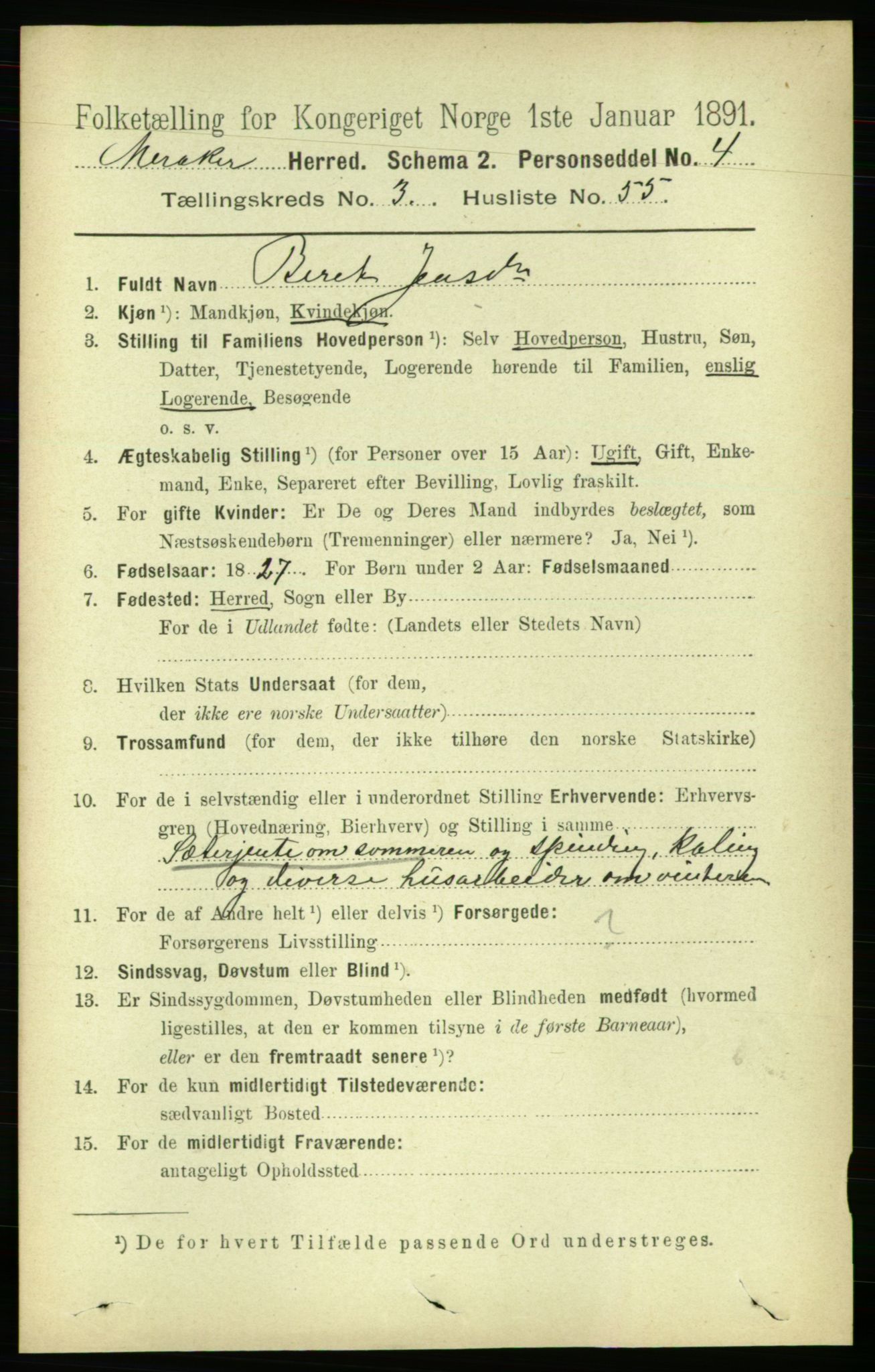RA, 1891 census for 1711 Meråker, 1891, p. 1544