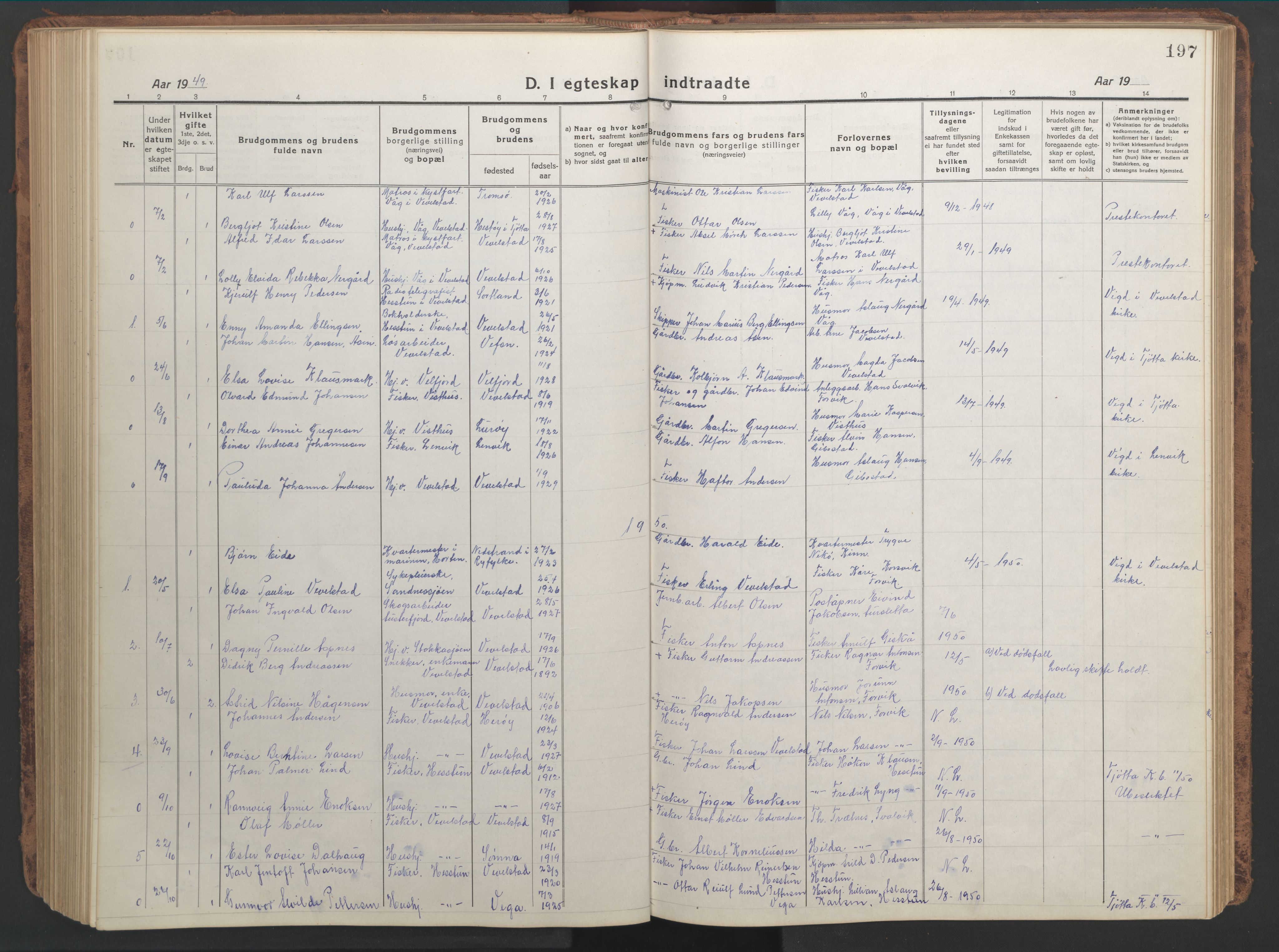 Ministerialprotokoller, klokkerbøker og fødselsregistre - Nordland, AV/SAT-A-1459/819/L0278: Parish register (copy) no. 819C04, 1917-1967, p. 197