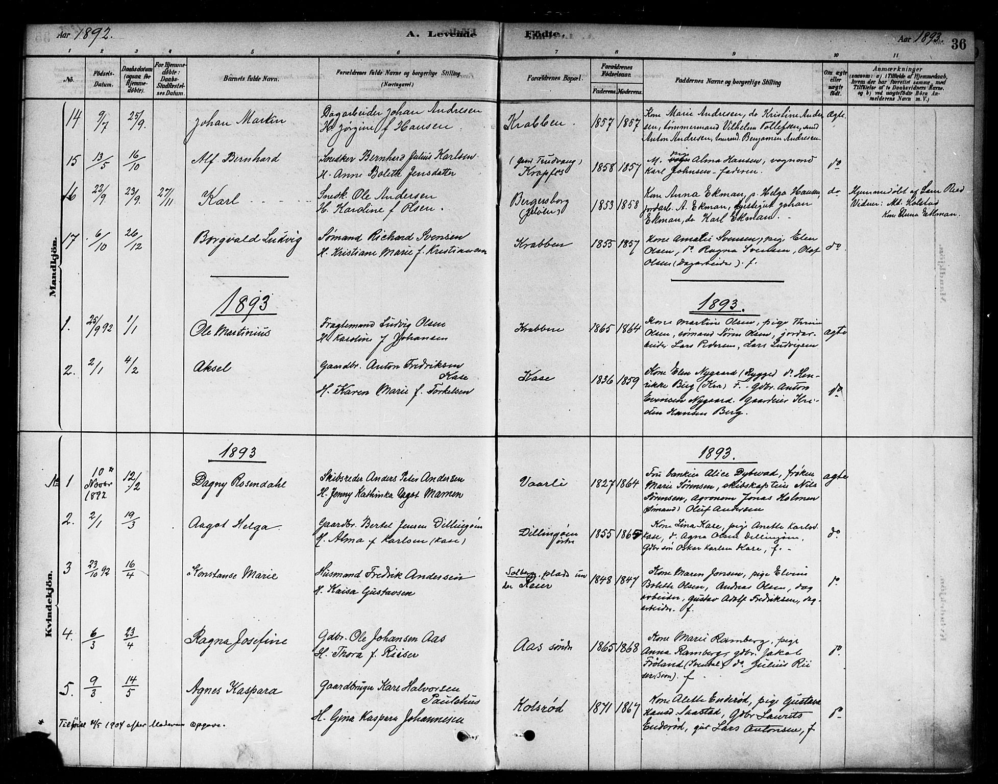 Moss prestekontor Kirkebøker, SAO/A-2003/F/Fc/L0001: Parish register (official) no. III 1, 1878-1894, p. 36