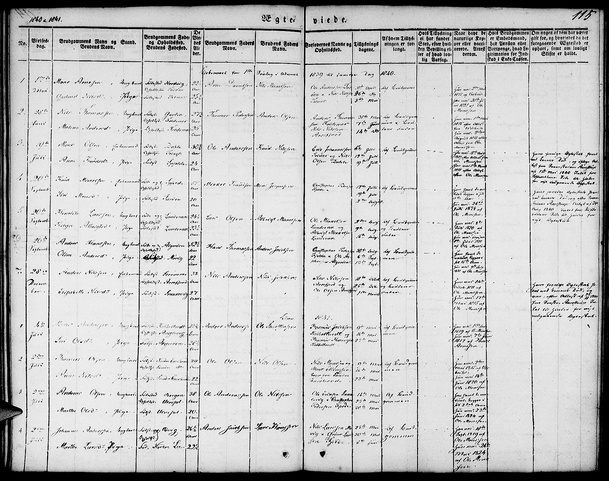 Fjell sokneprestembete, AV/SAB-A-75301/H/Haa: Parish register (official) no. A 1, 1835-1850, p. 115