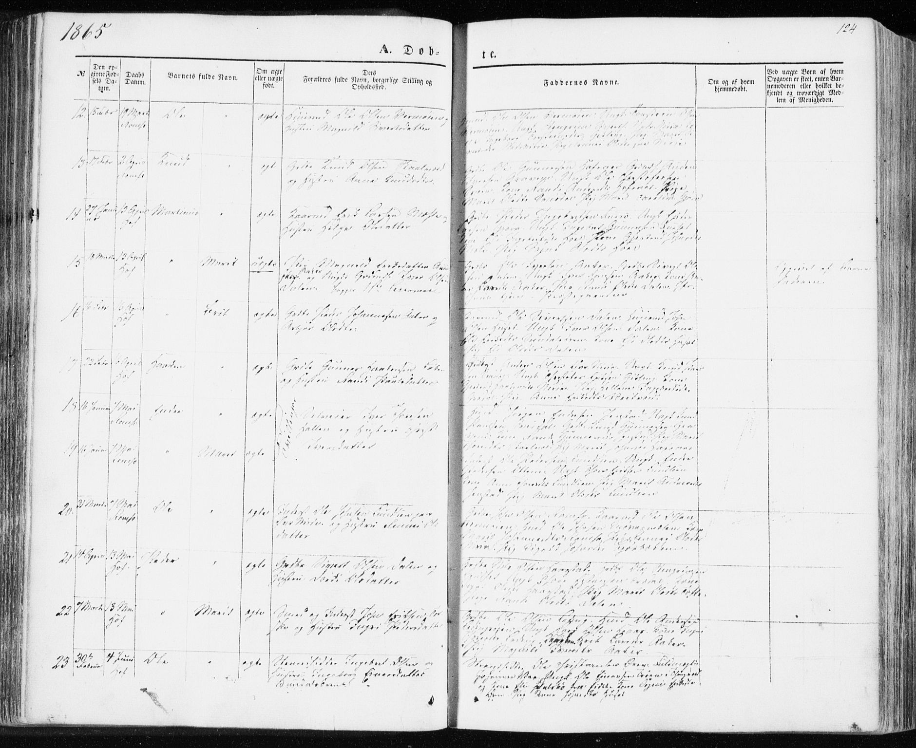 Ministerialprotokoller, klokkerbøker og fødselsregistre - Møre og Romsdal, SAT/A-1454/590/L1013: Parish register (official) no. 590A05, 1847-1877, p. 124