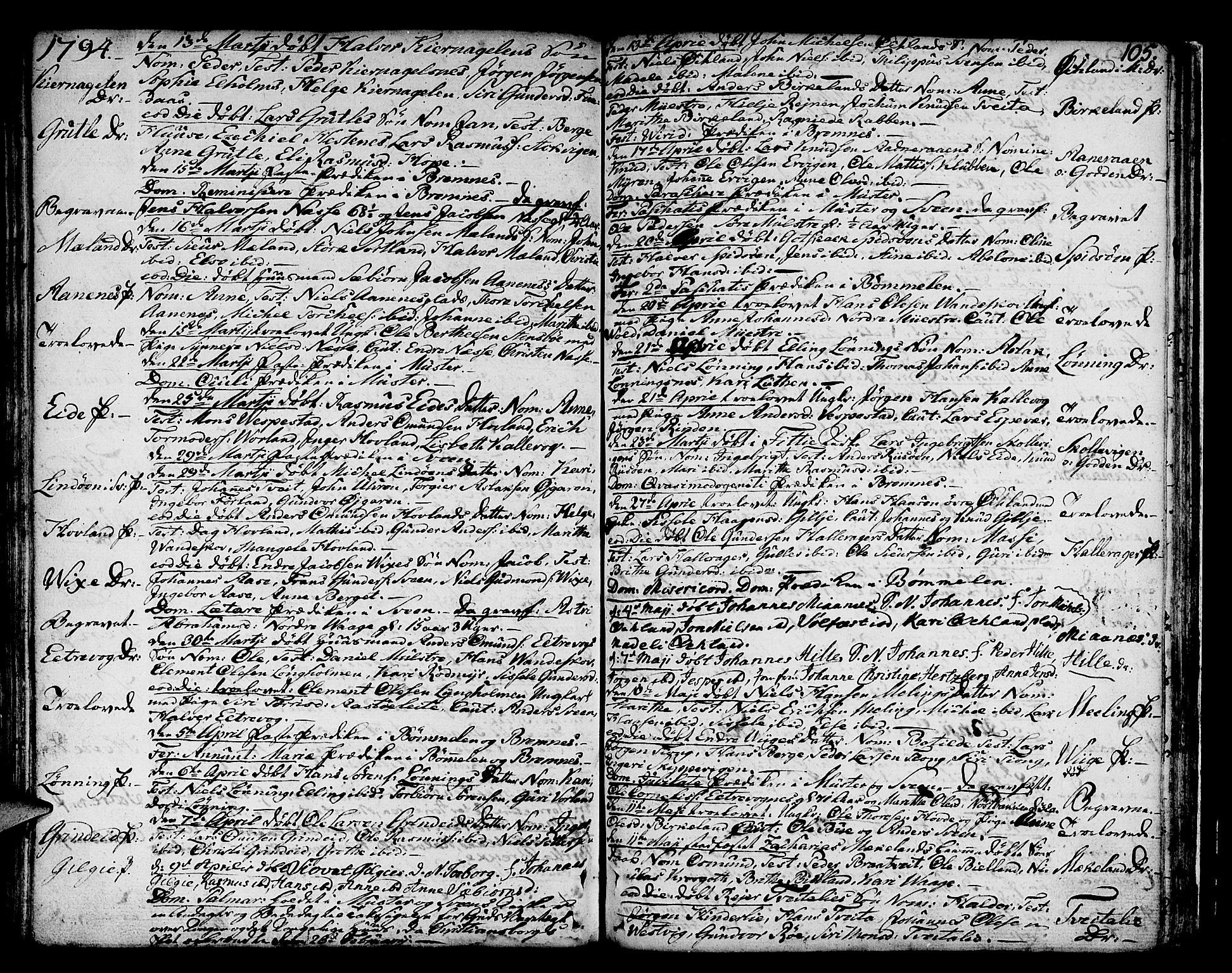 Finnås sokneprestembete, SAB/A-99925/H/Ha/Haa/Haaa/L0003: Parish register (official) no. A 3, 1765-1803, p. 105