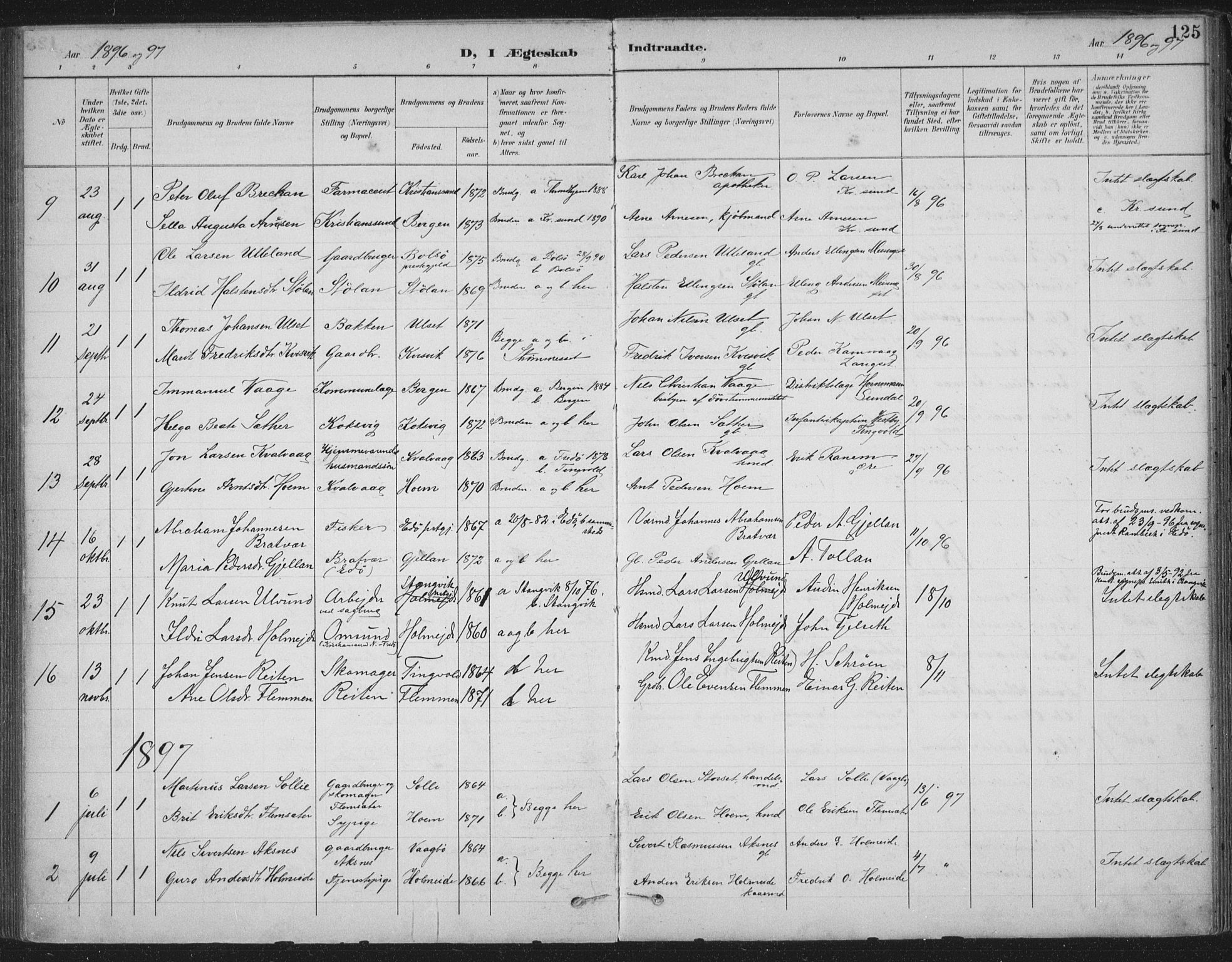 Ministerialprotokoller, klokkerbøker og fødselsregistre - Møre og Romsdal, AV/SAT-A-1454/586/L0988: Parish register (official) no. 586A14, 1893-1905, p. 125