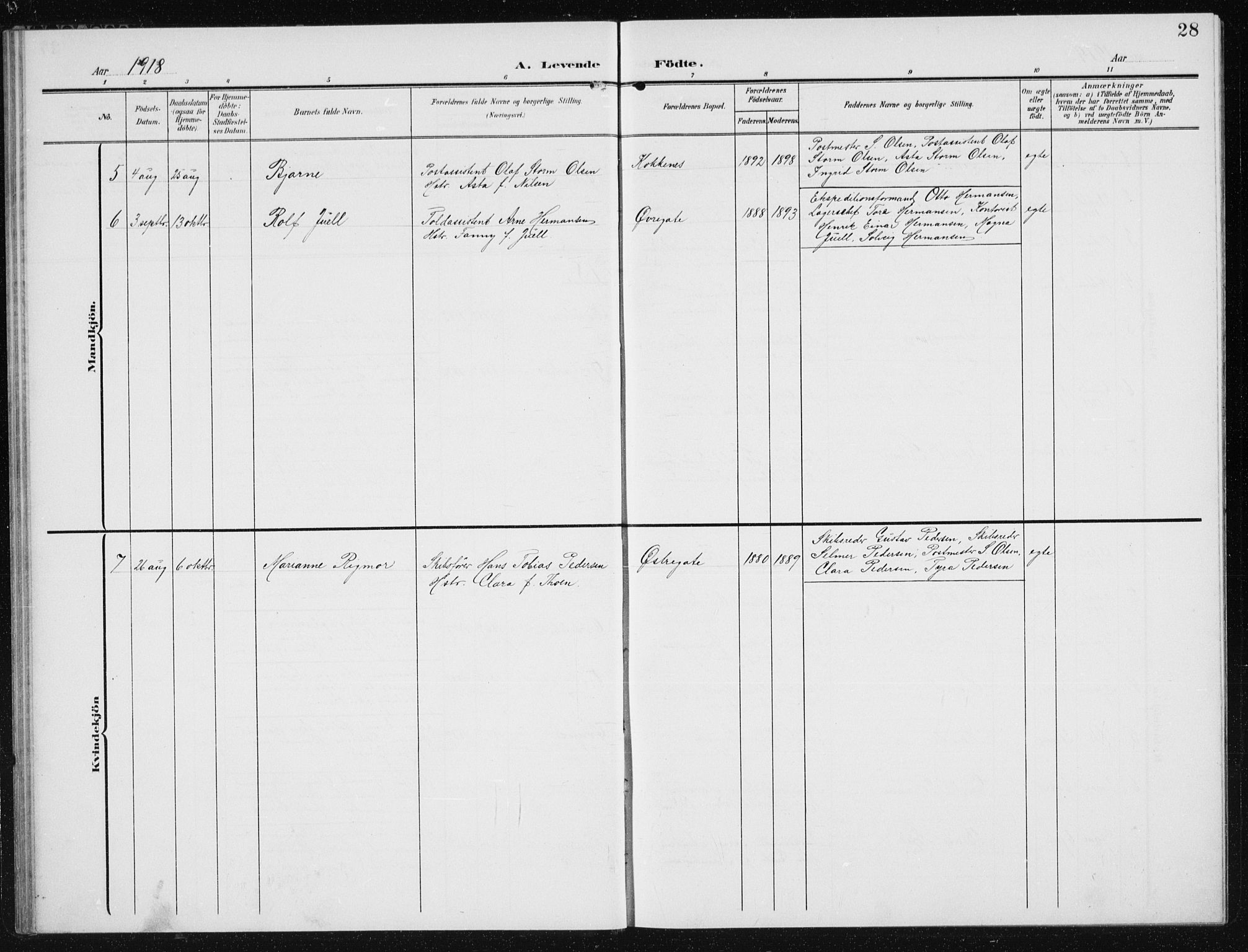 Vestre Moland sokneprestkontor, AV/SAK-1111-0046/F/Fb/Fba/L0002: Parish register (copy) no. B 2, 1904-1934, p. 28