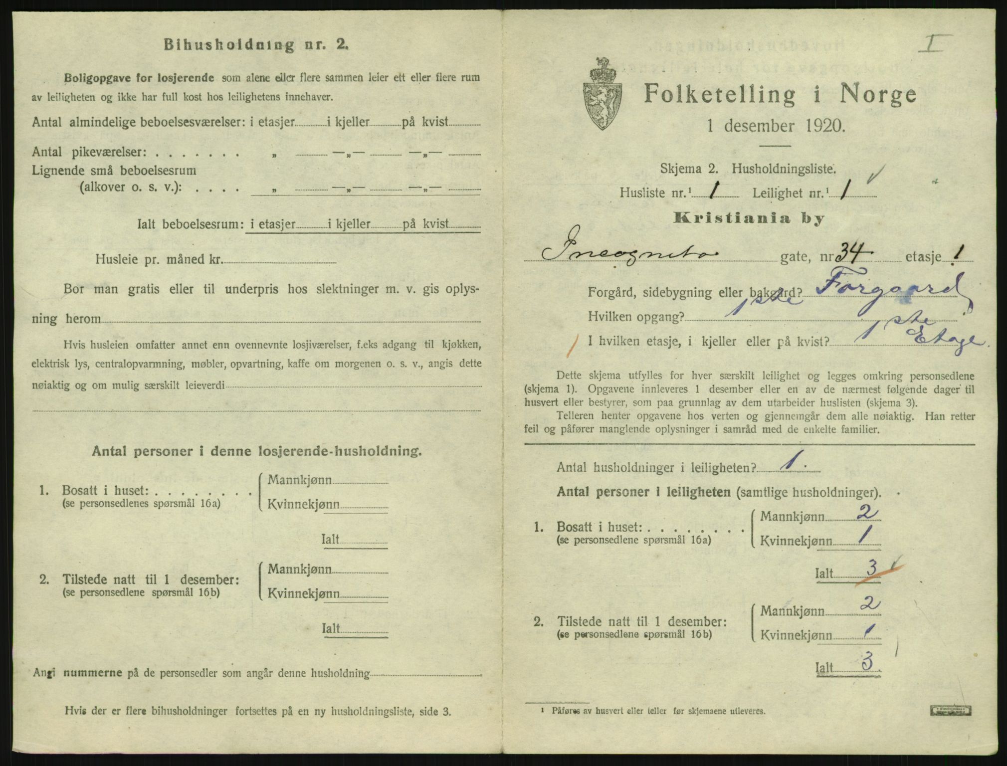 SAO, 1920 census for Kristiania, 1920, p. 45556