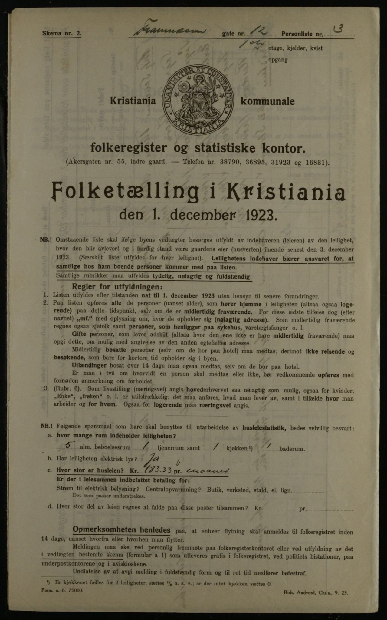 OBA, Municipal Census 1923 for Kristiania, 1923, p. 28593