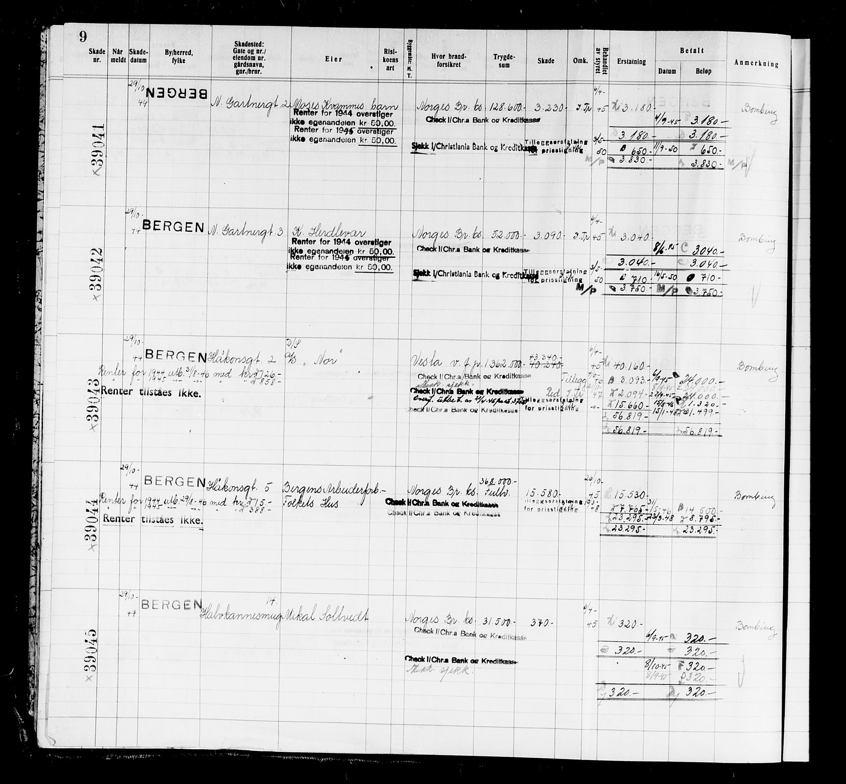 Krigsskadetrygdene for bygninger og løsøre, AV/RA-S-1548/V/L0037: Bygning, branntrygdet., 1940-1945, p. 9