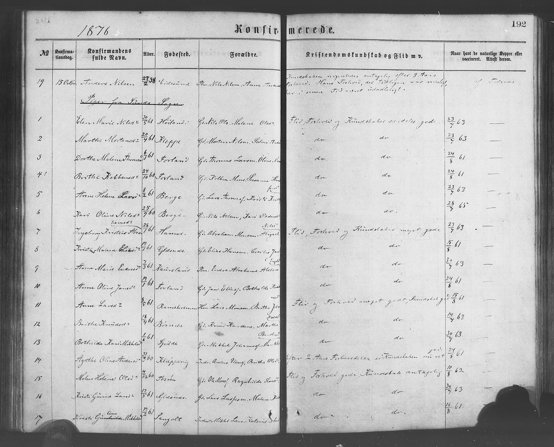 Sund sokneprestembete, AV/SAB-A-99930: Parish register (official) no. A 15, 1867-1881, p. 192