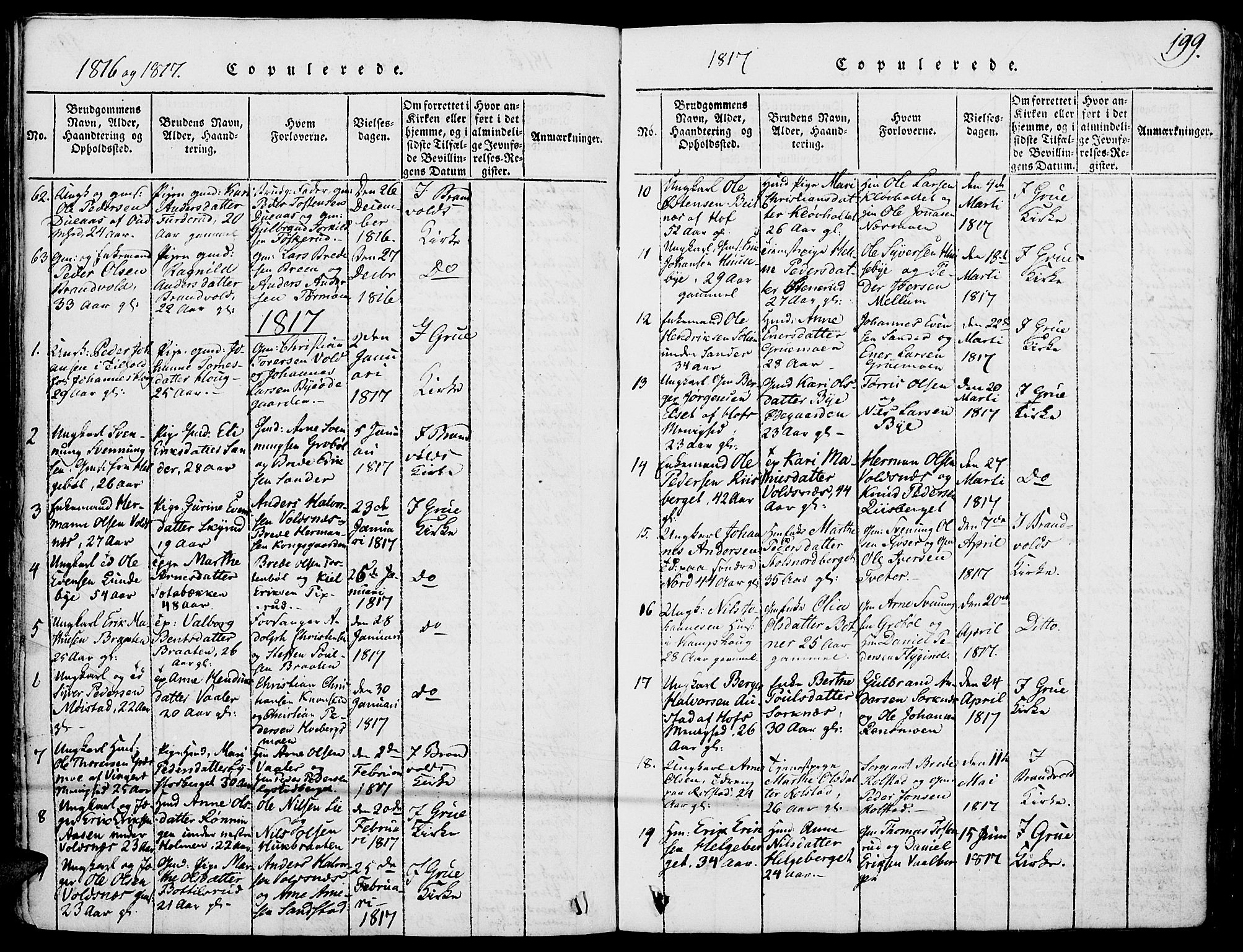 Grue prestekontor, AV/SAH-PREST-036/H/Ha/Haa/L0006: Parish register (official) no. 6, 1814-1830, p. 199