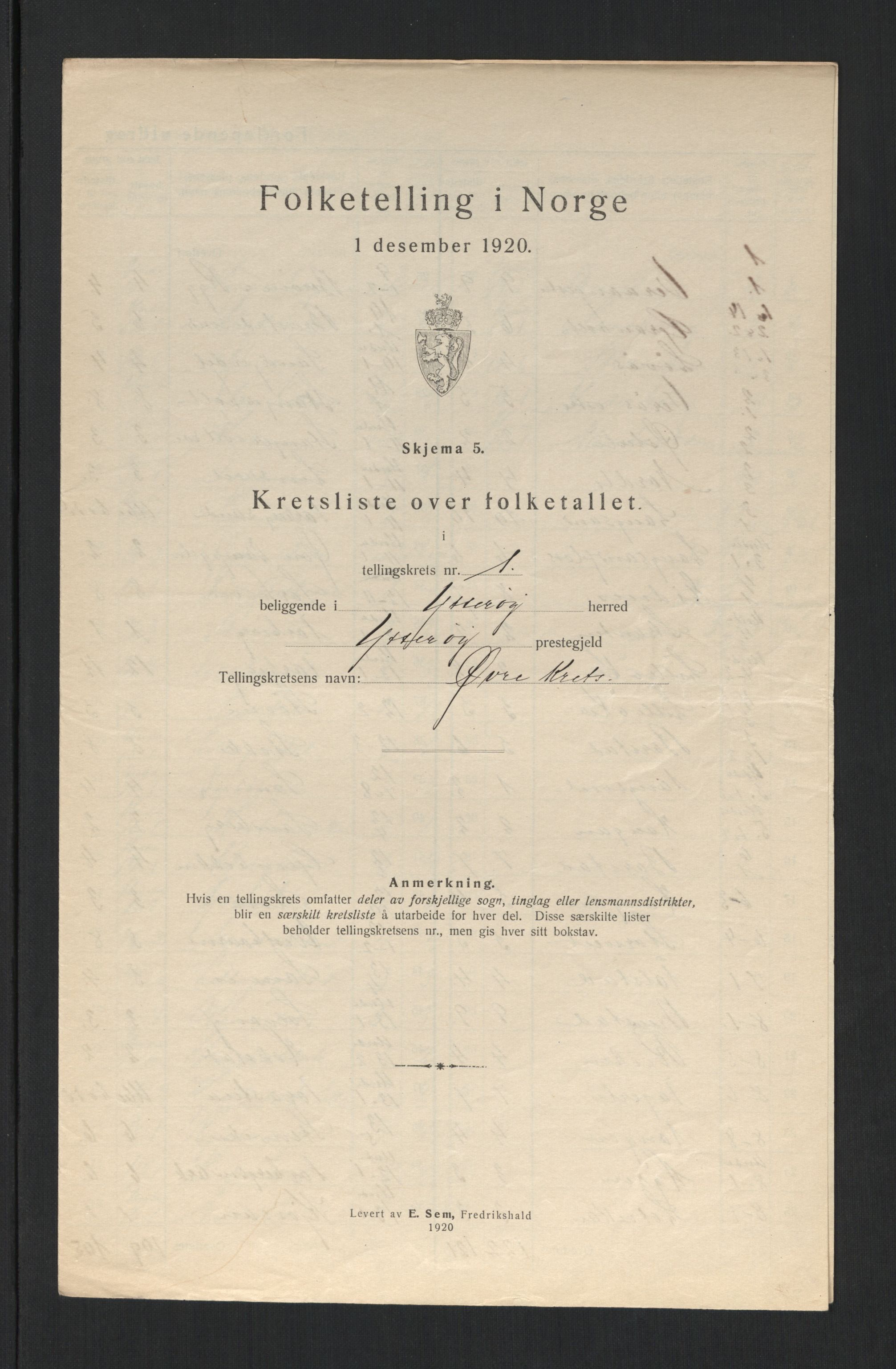 SAT, 1920 census for Ytterøy, 1920, p. 7