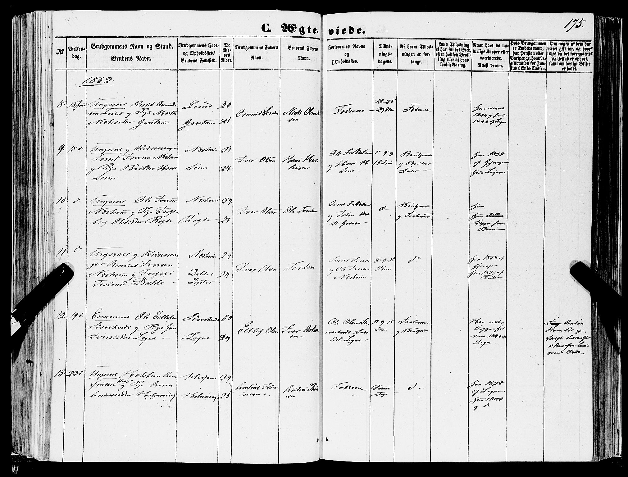 Ulvik sokneprestembete, SAB/A-78801/H/Haa: Parish register (official) no. A 13, 1853-1863, p. 175