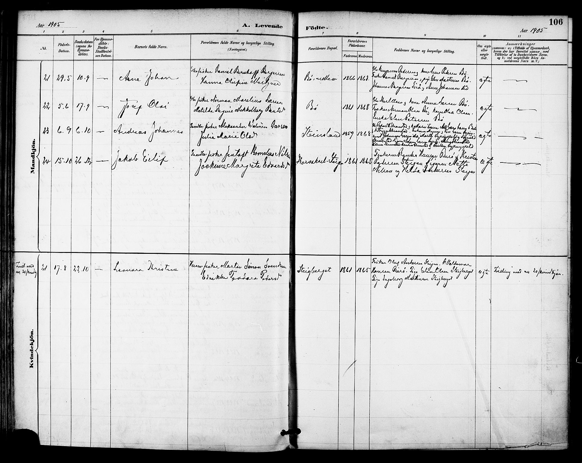 Ministerialprotokoller, klokkerbøker og fødselsregistre - Nordland, AV/SAT-A-1459/855/L0803: Parish register (official) no. 855A11, 1887-1905, p. 106