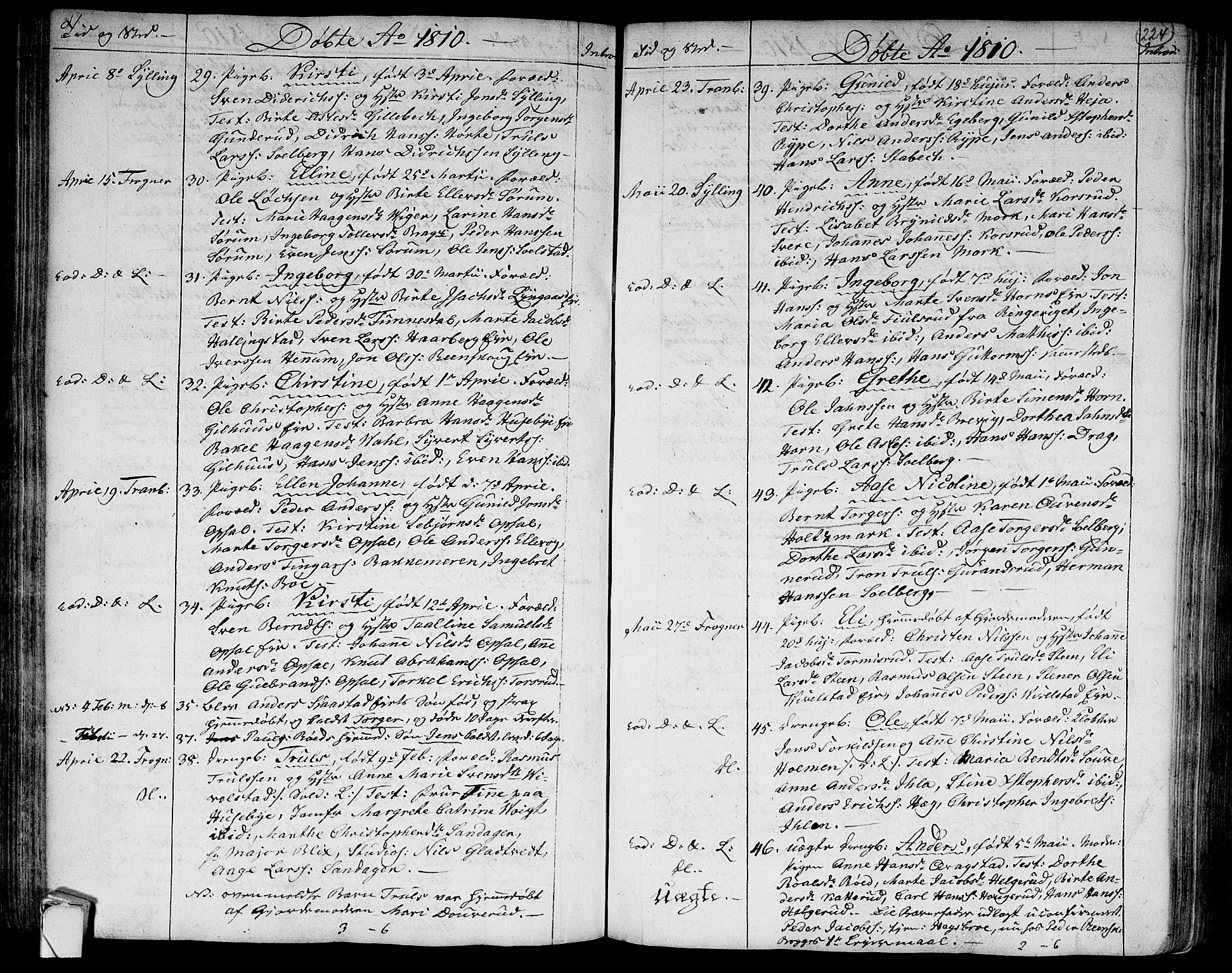 Lier kirkebøker, AV/SAKO-A-230/F/Fa/L0007: Parish register (official) no. I 7, 1794-1813, p. 224