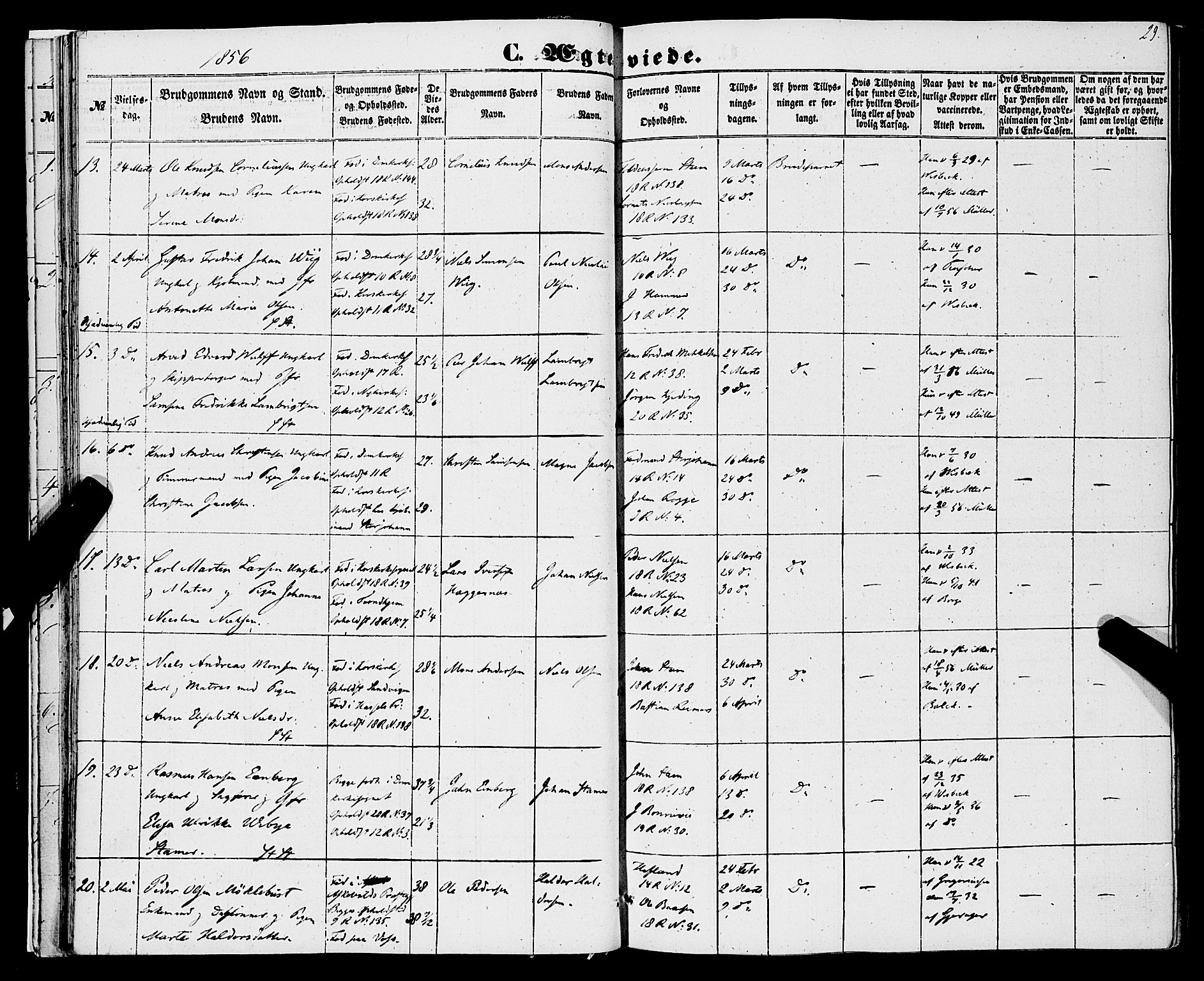 Domkirken sokneprestembete, SAB/A-74801/H/Haa/L0034: Parish register (official) no. D 2, 1853-1874, p. 29