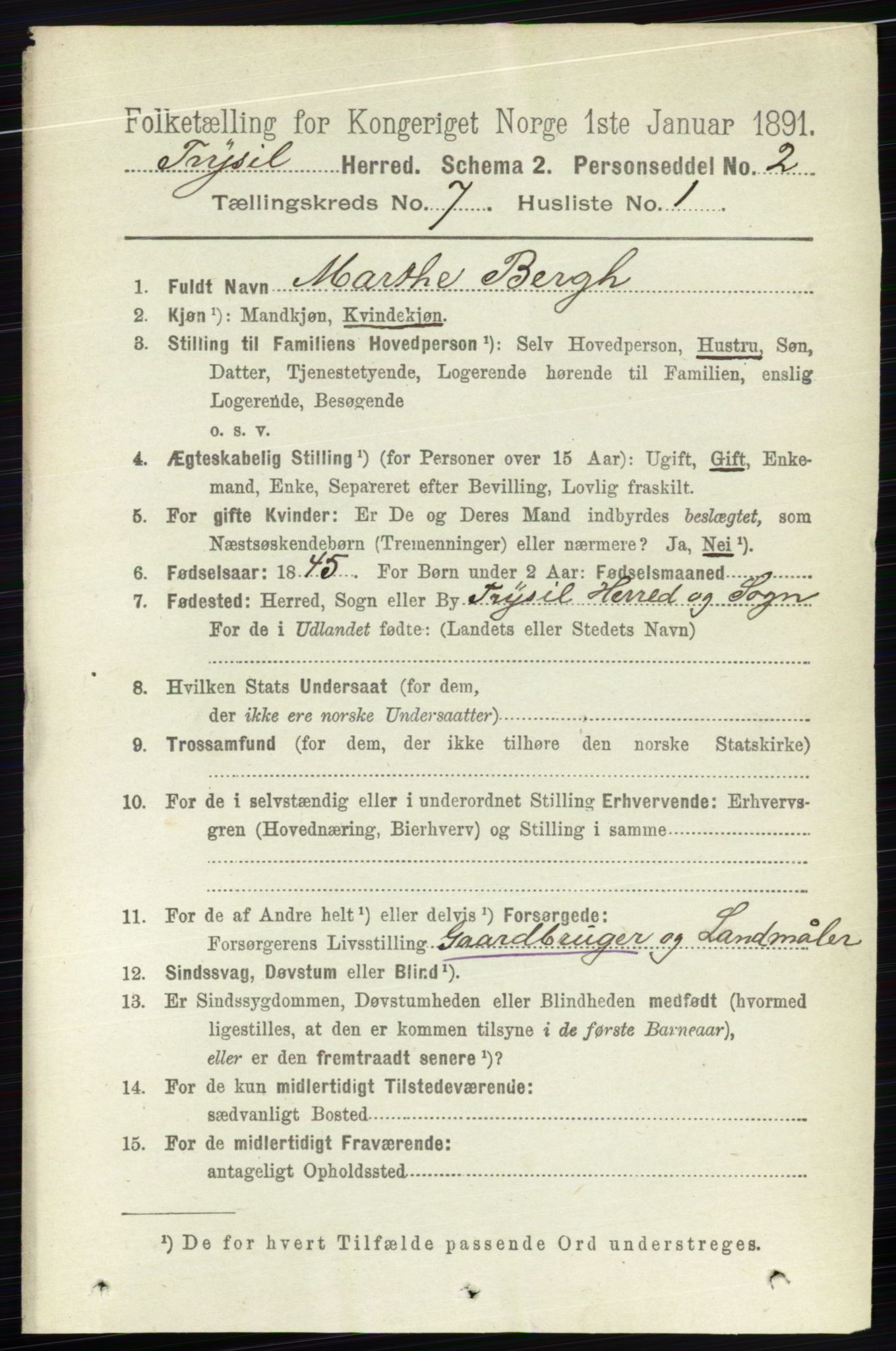 RA, 1891 census for 0428 Trysil, 1891, p. 3140