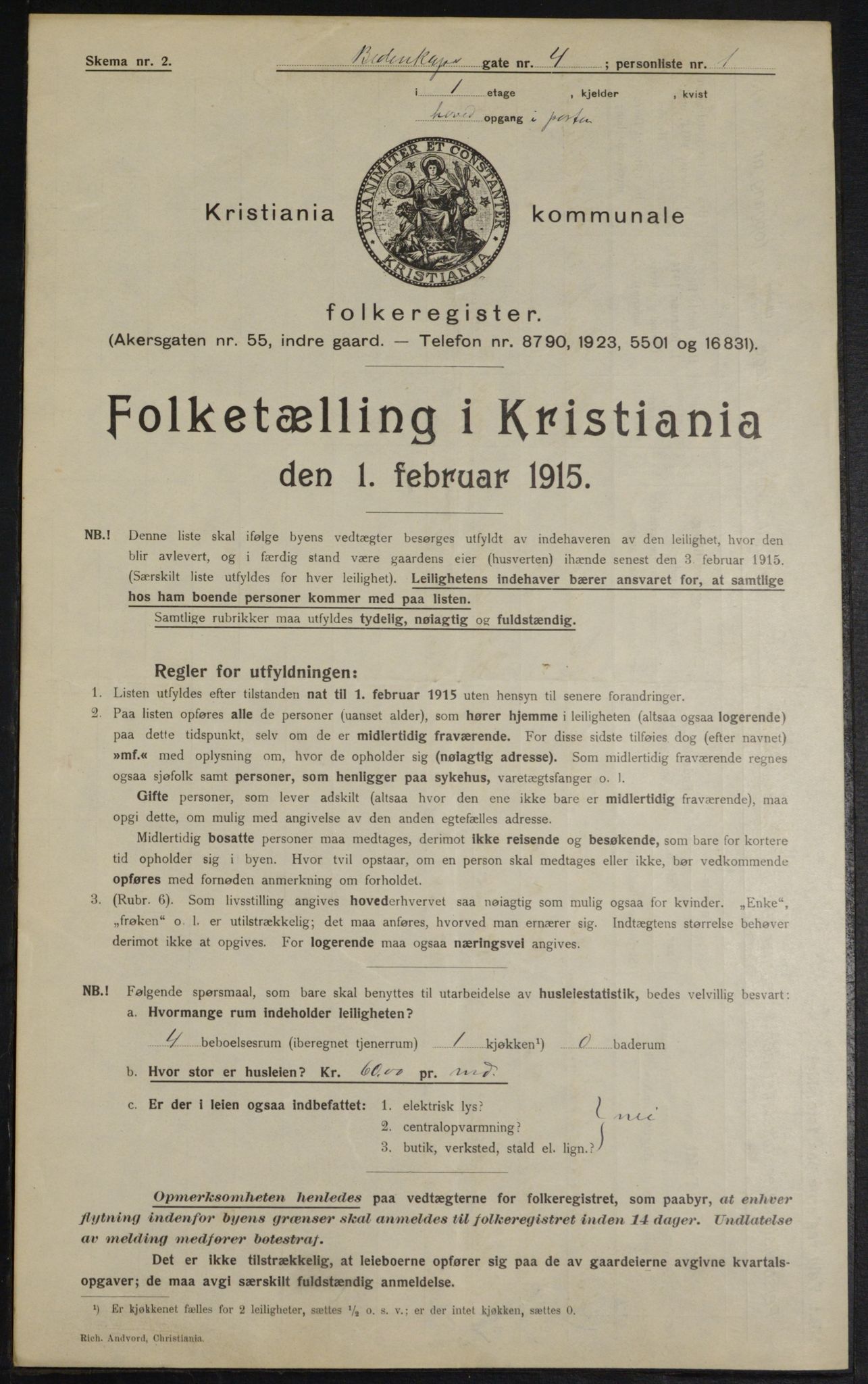 OBA, Municipal Census 1915 for Kristiania, 1915, p. 4822