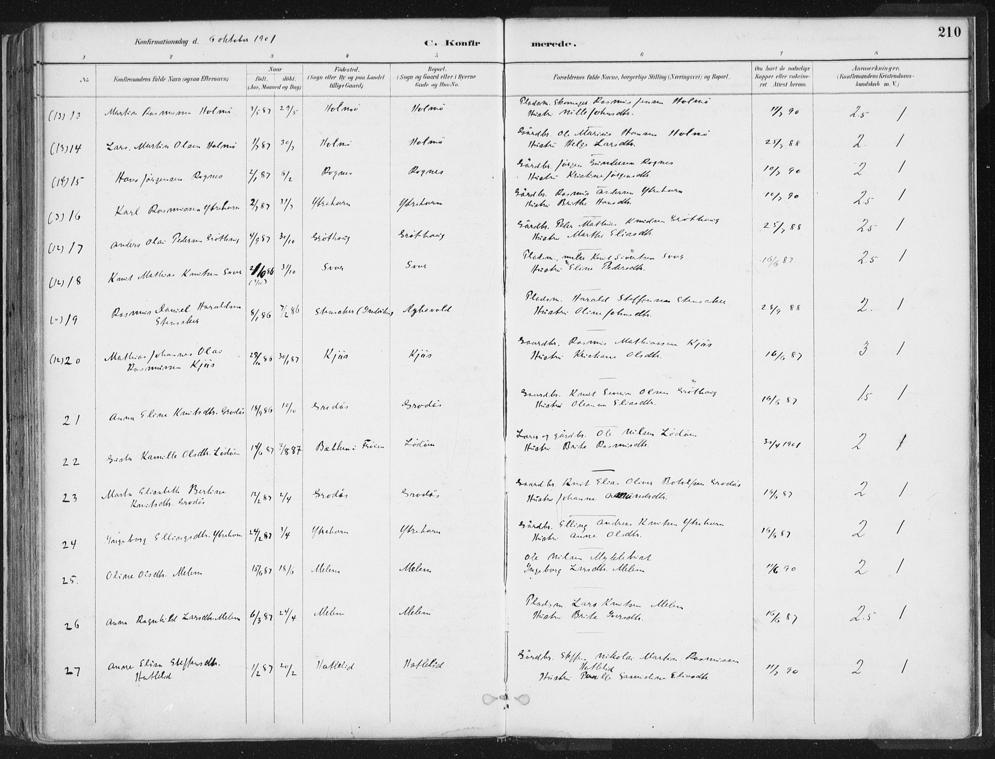 Hornindal sokneprestembete, AV/SAB-A-82401/H/Haa/Haaa/L0003/0001: Parish register (official) no. A 3A, 1887-1917, p. 210