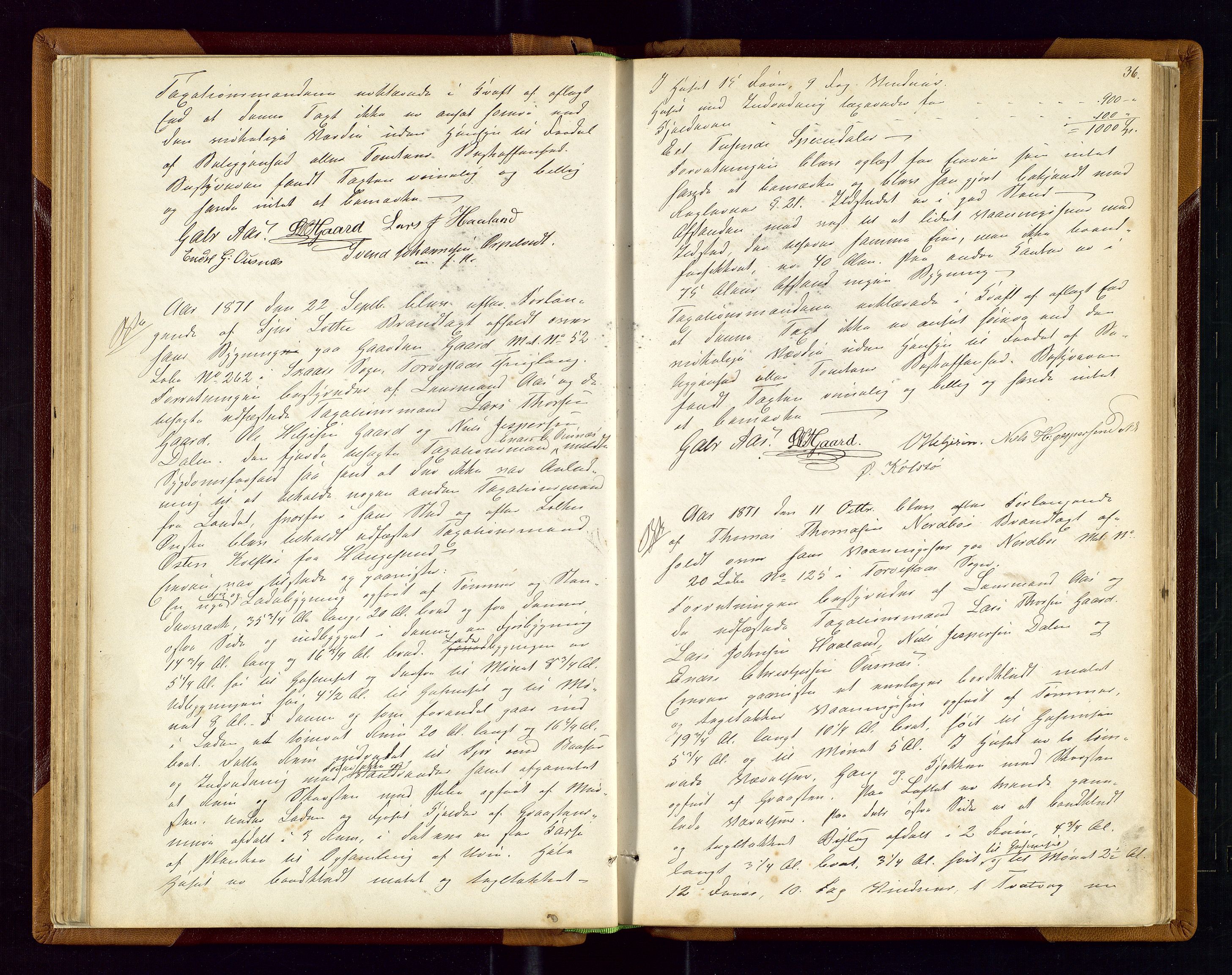 Torvestad lensmannskontor, SAST/A-100307/1/Goa/L0001: "Brandtaxationsprotokol for Torvestad Thinglag", 1867-1883, p. 35b-36a